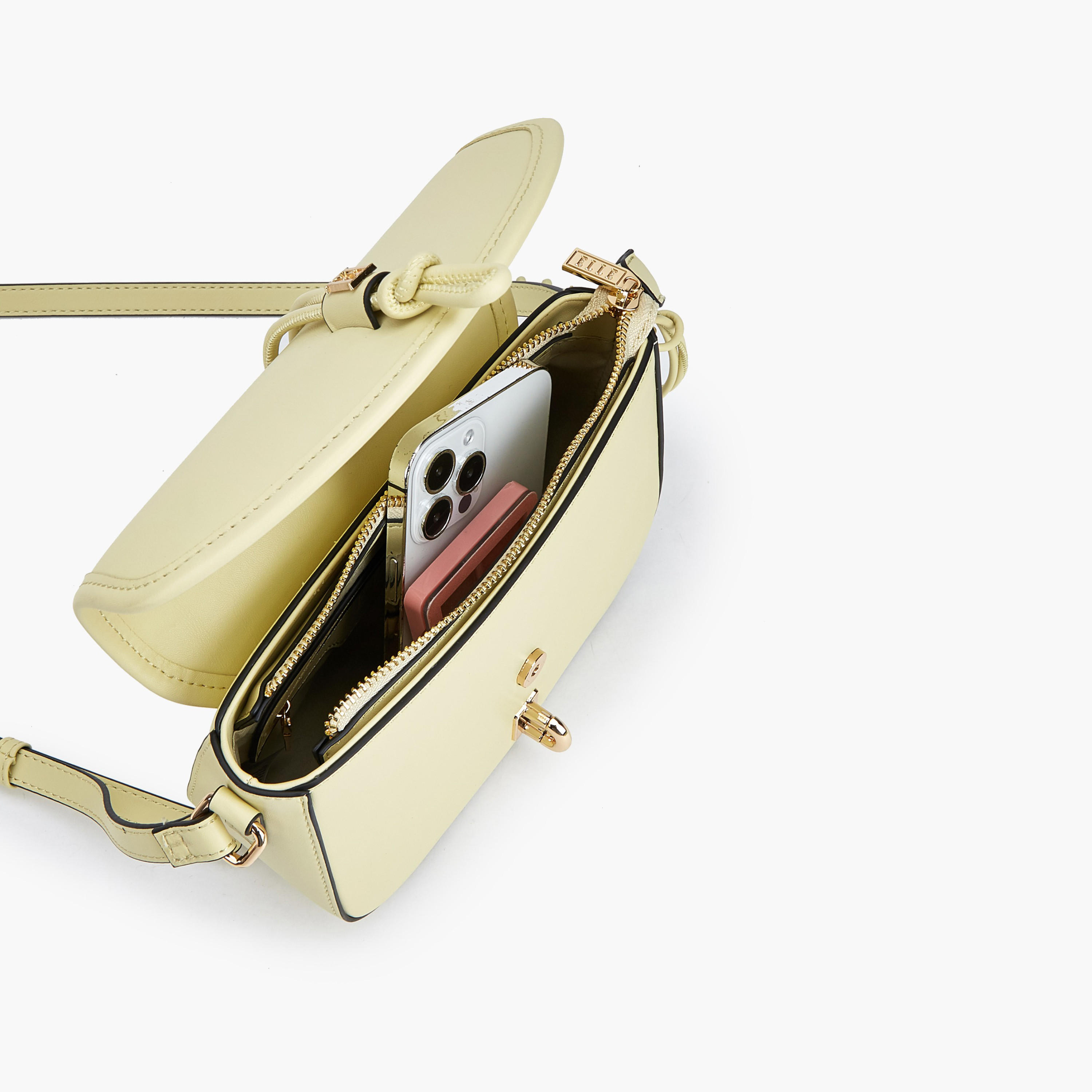 Elle Textured Solid Crossbody Bag with Twist Lock Closure-women-bagsandwallets-handbags-image-7