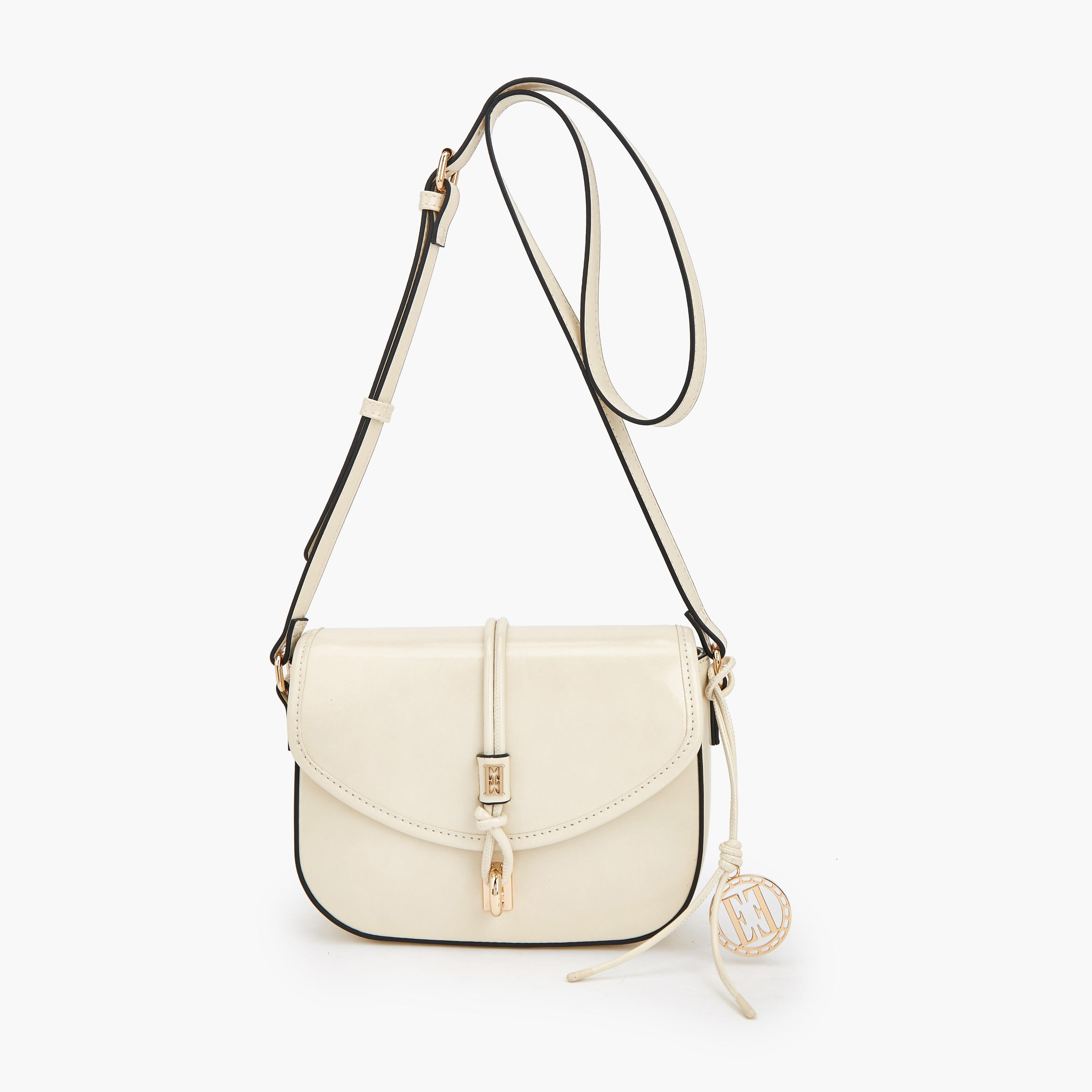 Elle Textured Solid Crossbody Bag with Twist Lock Closure-women-bagsandwallets-handbags-image-1