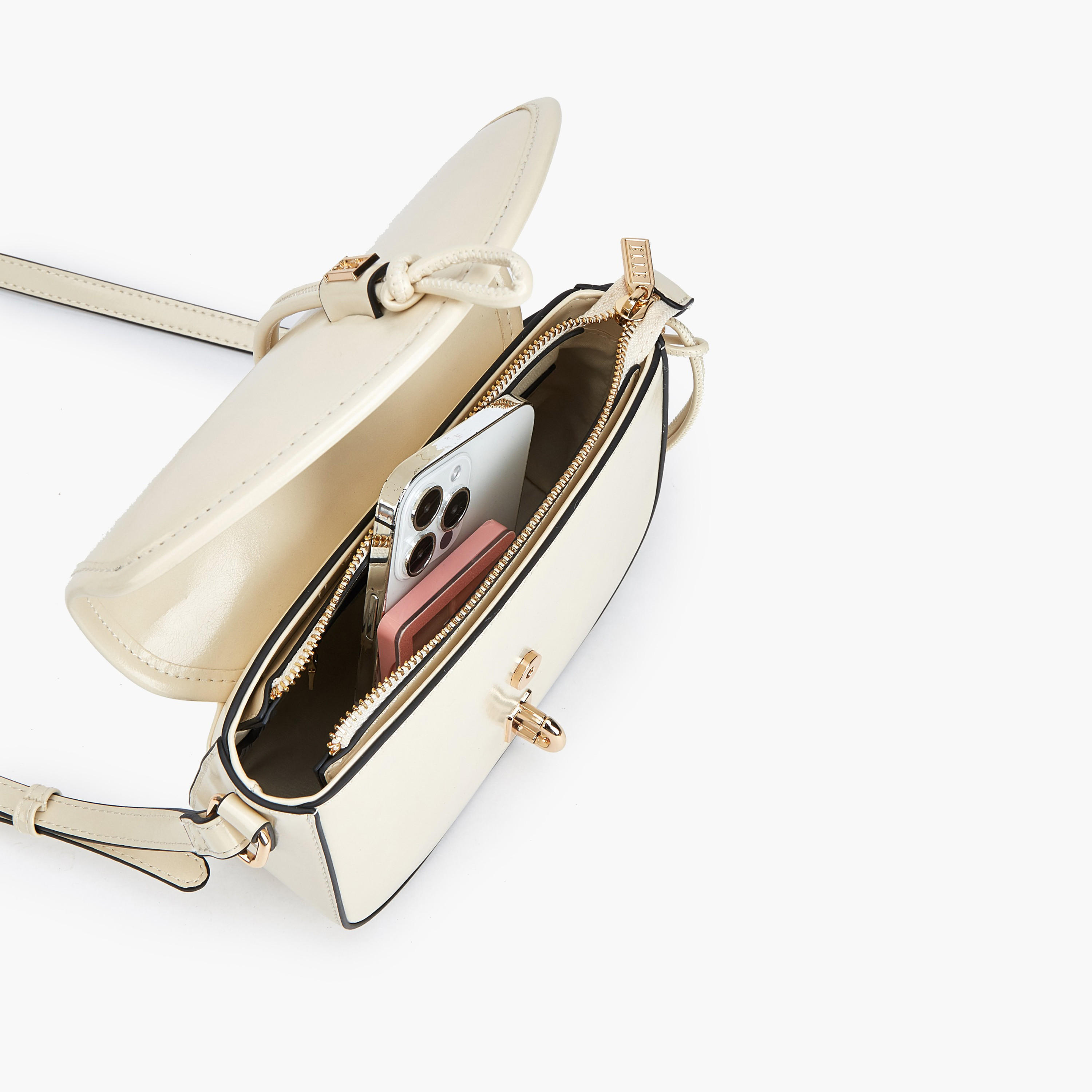 Elle Textured Solid Crossbody Bag with Twist Lock Closure-women-bagsandwallets-handbags-image-7