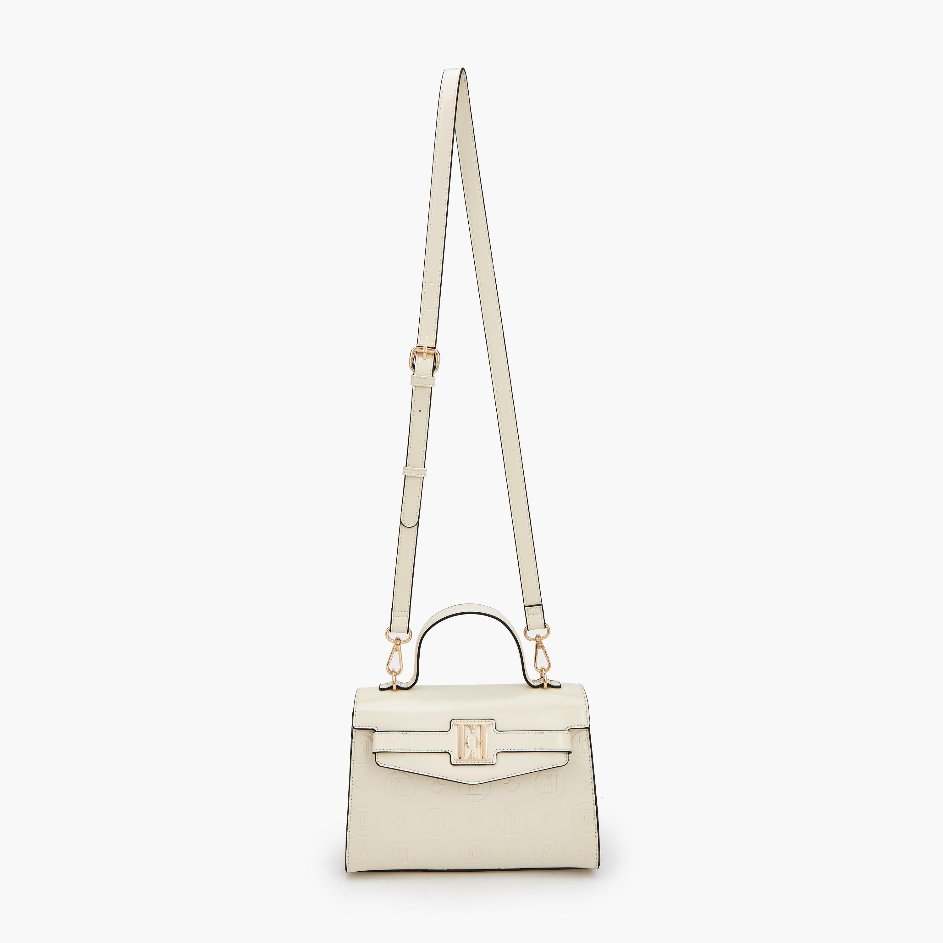Elle Monogram Embossed Satchel Bag with Detachable Strap-women-bagsandwallets-handbags-image-2