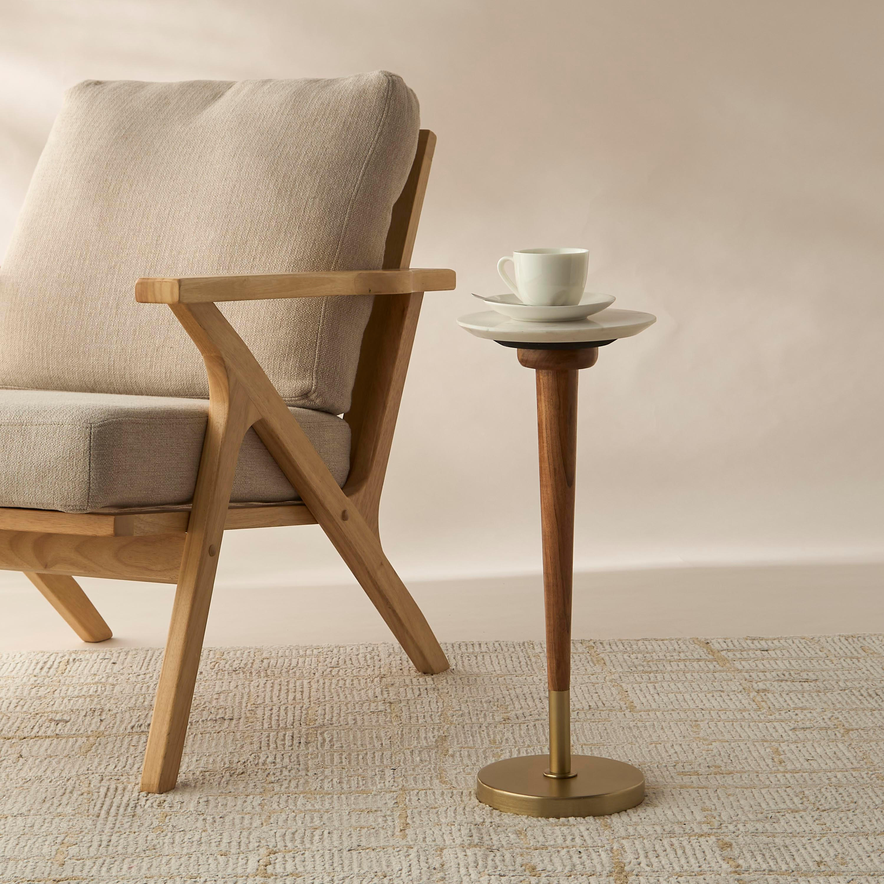 Marble Top Side Table with Pedestal Base - 22x22x60 cms-furniture-livingroom-sideandendtables-image-1