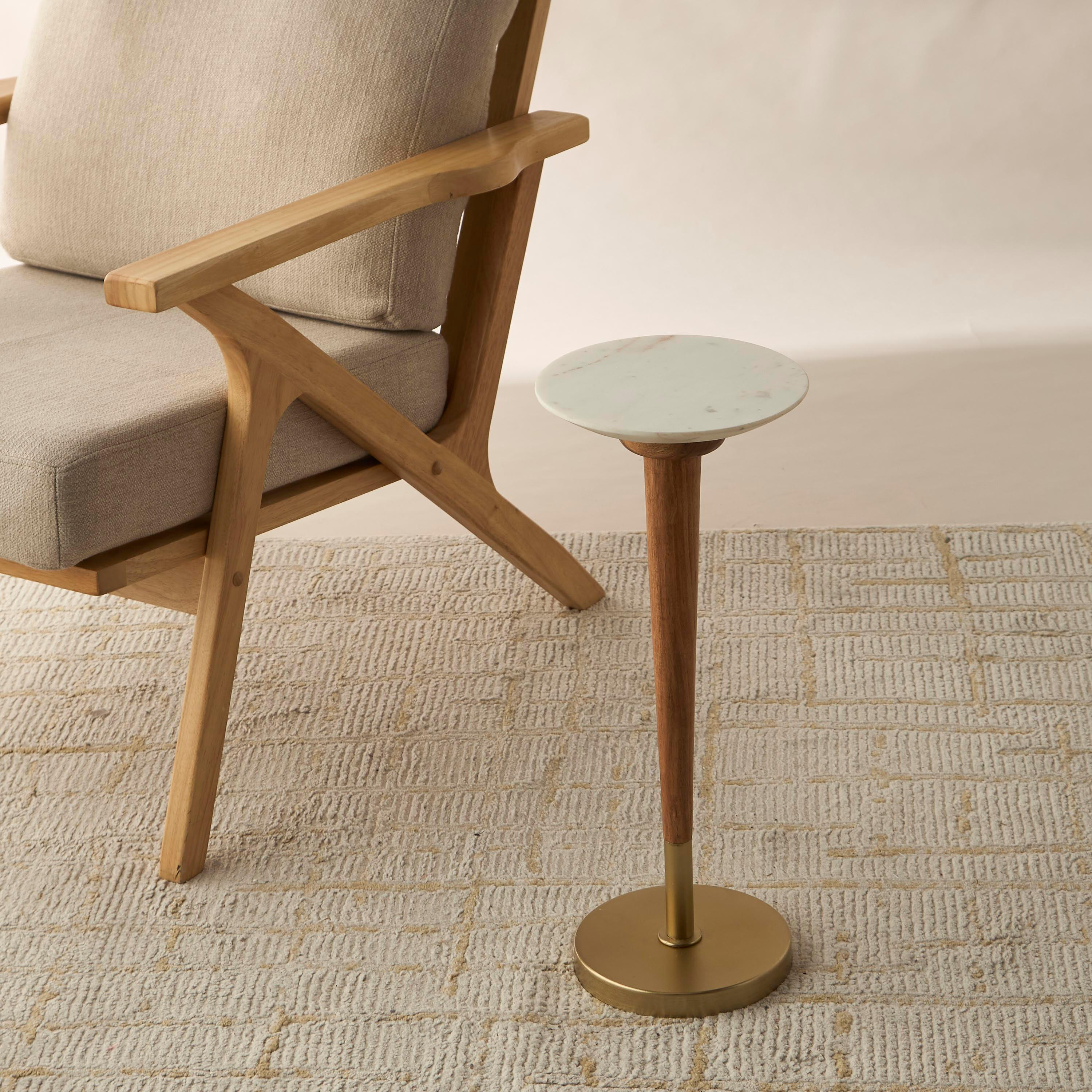 Marble Top Side Table with Pedestal Base - 22x22x60 cms-furniture-livingroom-sideandendtables-image-2