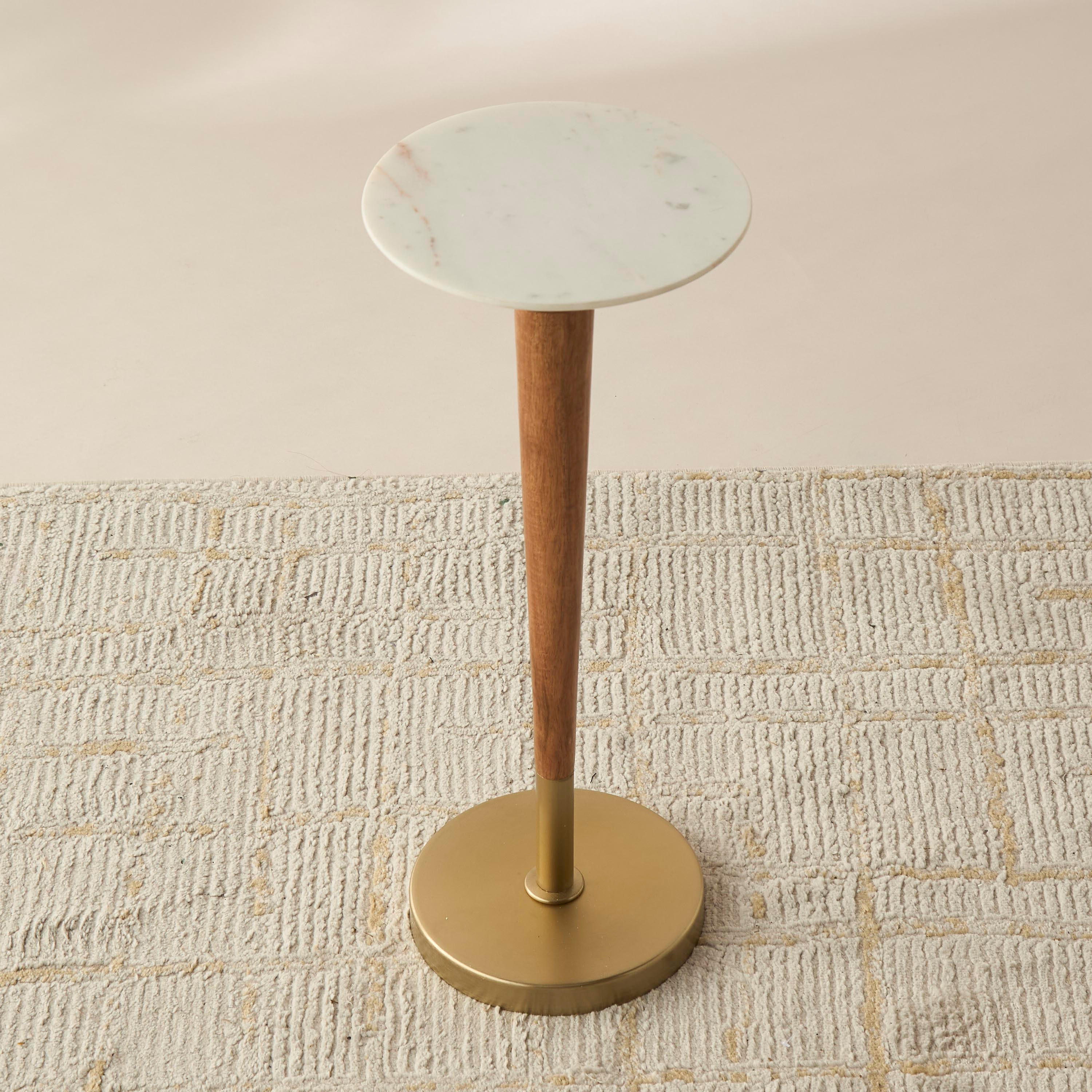 Marble Top Side Table with Pedestal Base - 22x22x60 cms-furniture-livingroom-sideandendtables-image-3