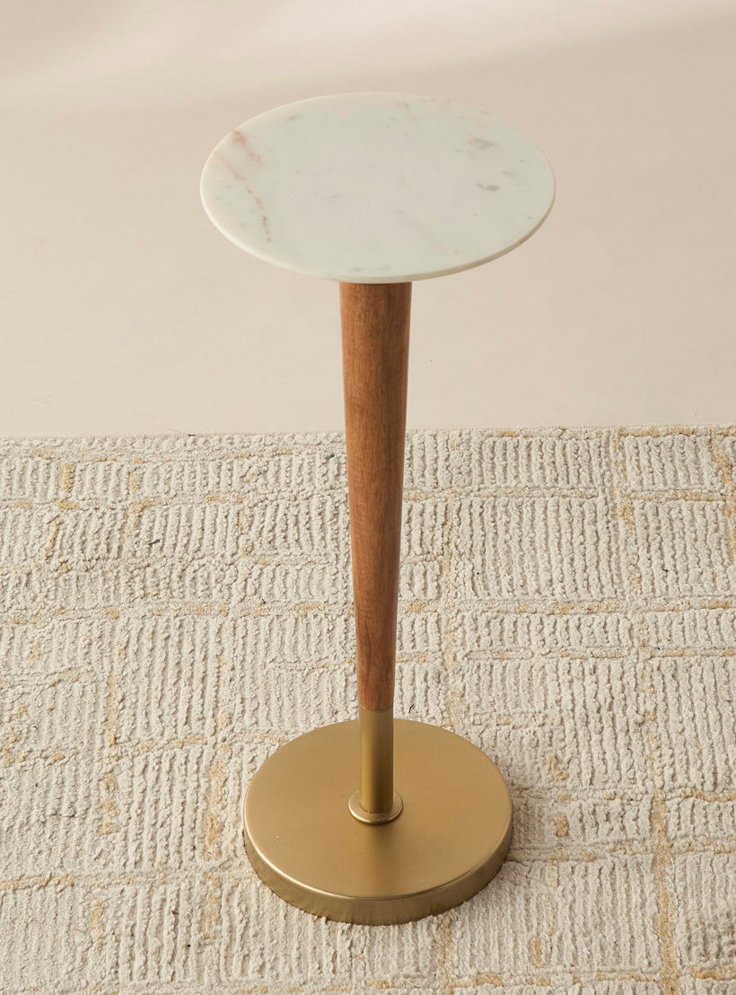 Marble Top Side Table with Pedestal Base - 22x22x60 cms-furniture-livingroom-sideandendtables-image-3