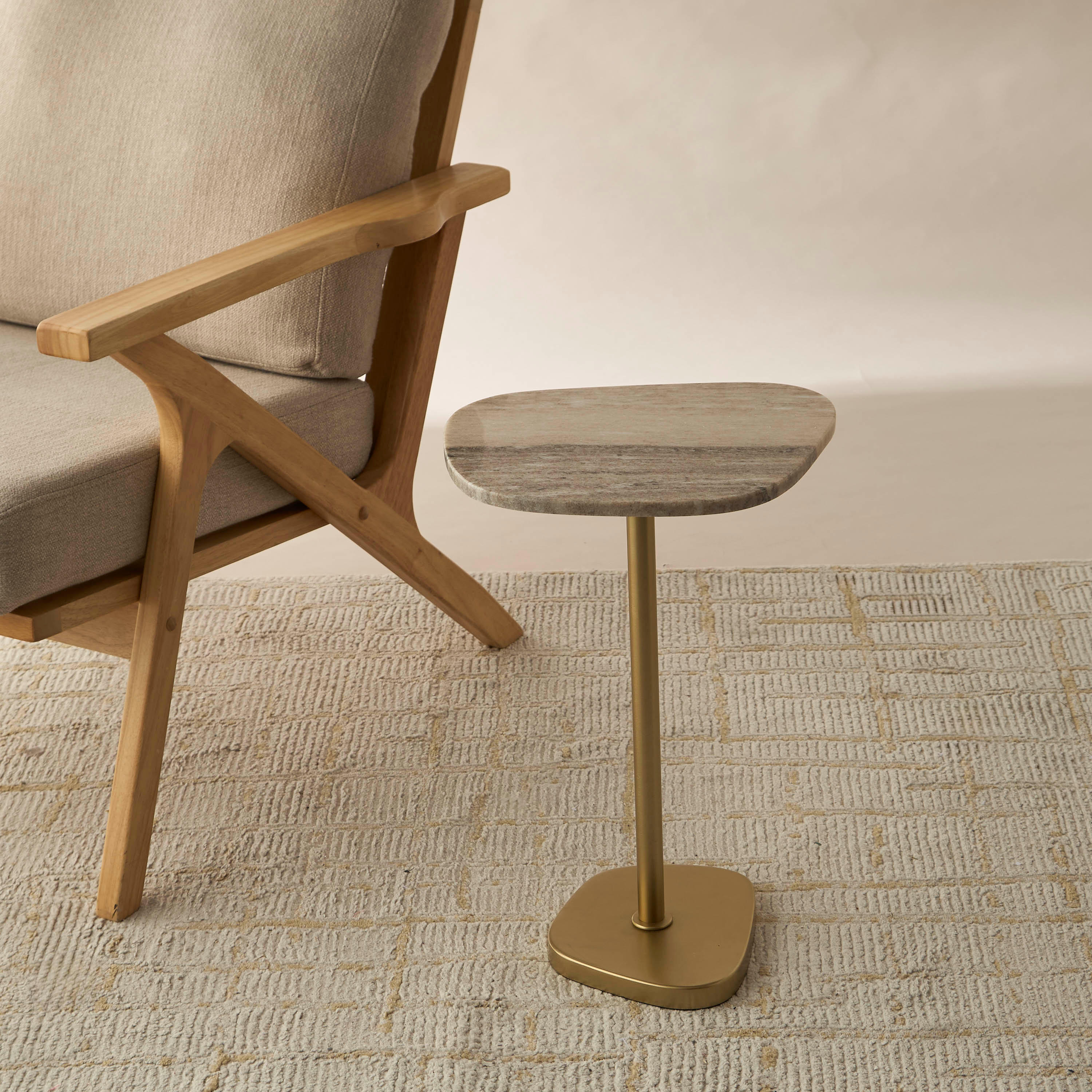 Marble Top Side Table with Pedestal Base - 35x28x52 cms-furniture-livingroom-sideandendtables-image-2