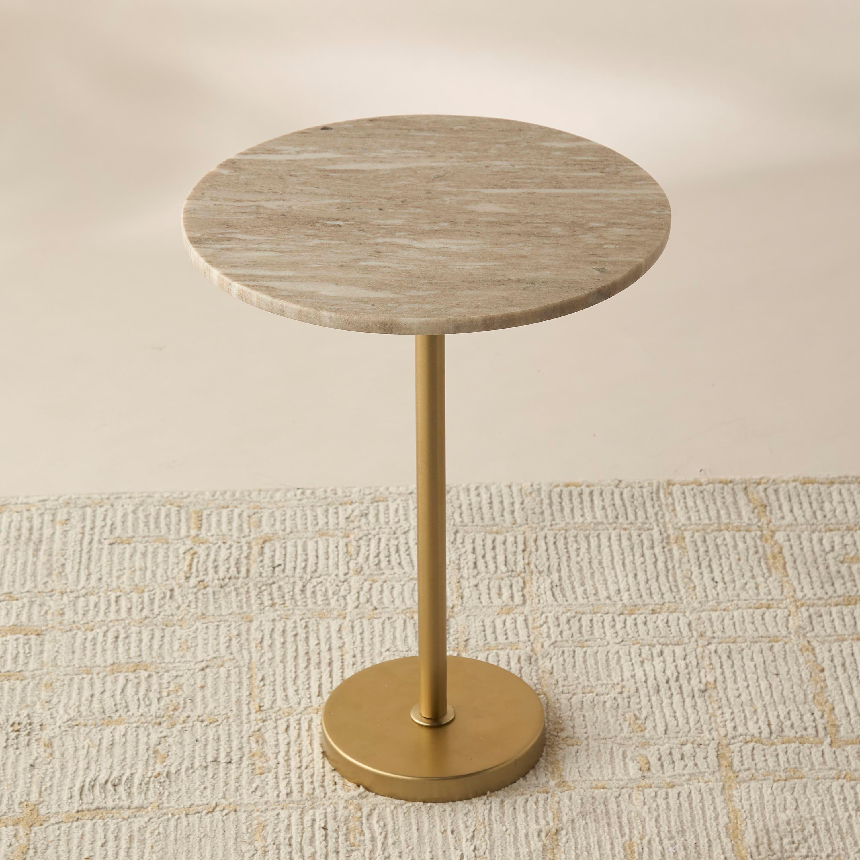 Marble Top Side Table with Pedestal Base - 40x40x52 cms-furniture-livingroom-sideandendtables-image-4