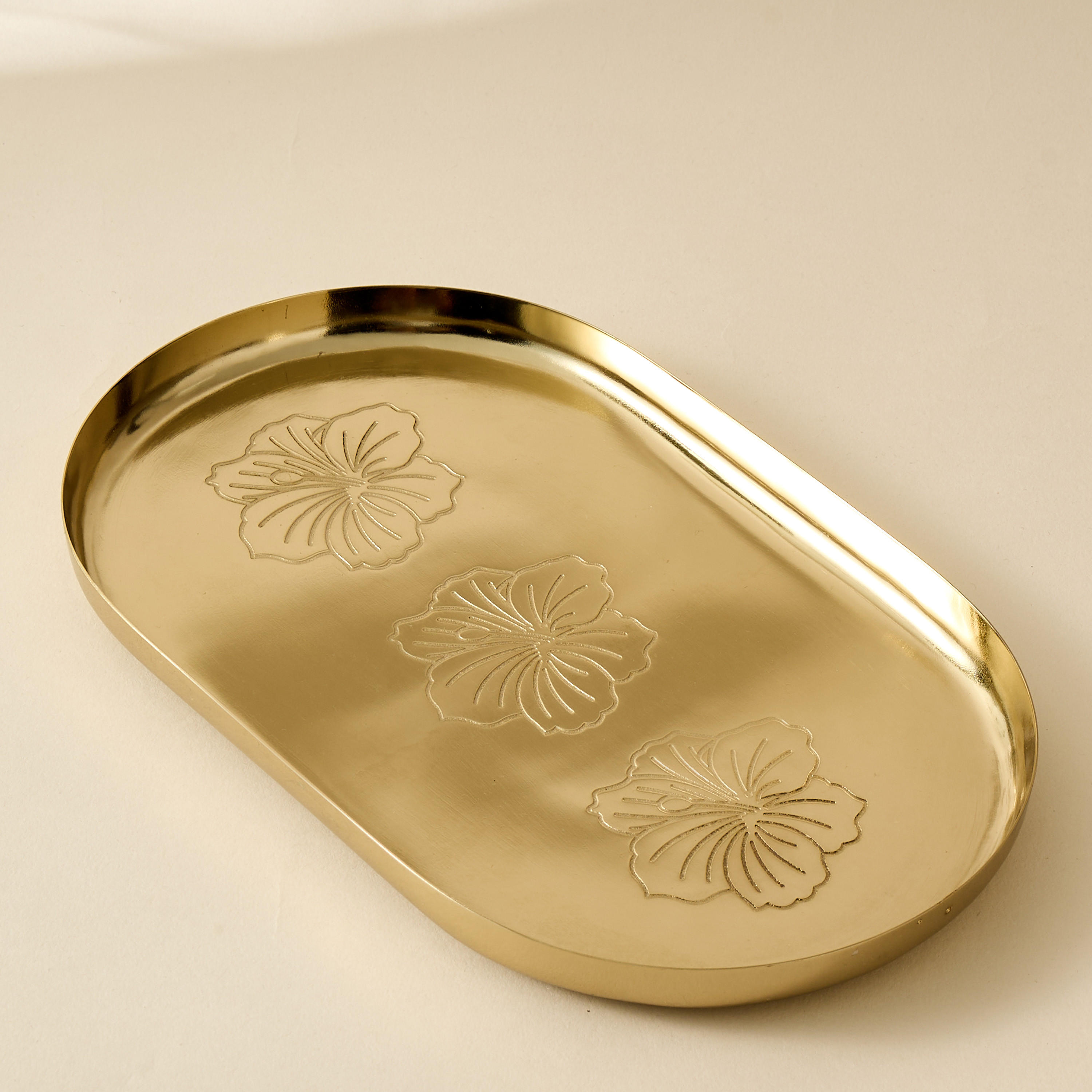 Hibiscus Engraved Oval Serving Tray-household-dining-serveware-servingtrays-image-2