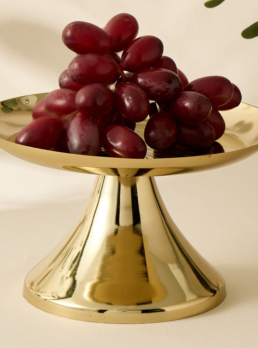 Hibiscus Embossed Metal Cake Stand - 20x12 cms-household-dining-serveware-cakestands-image-1
