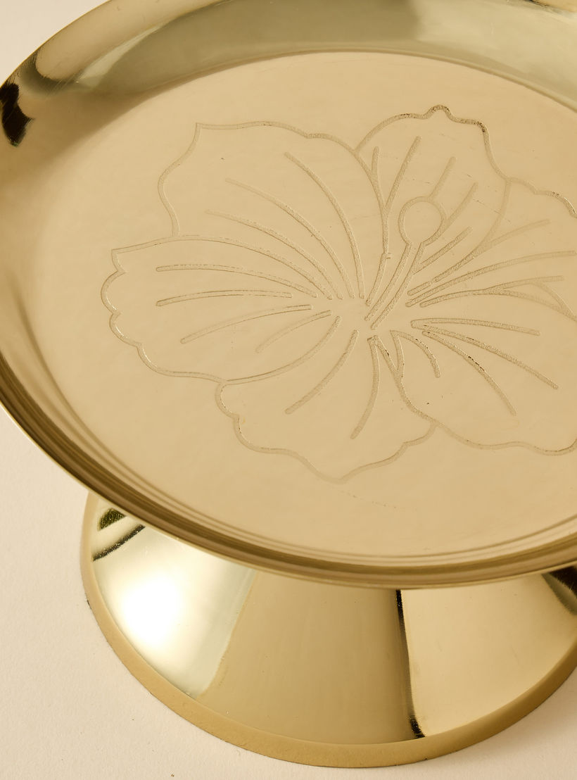 Hibiscus Embossed Metal Cake Stand - 20x12 cms-household-dining-serveware-cakestands-image-3