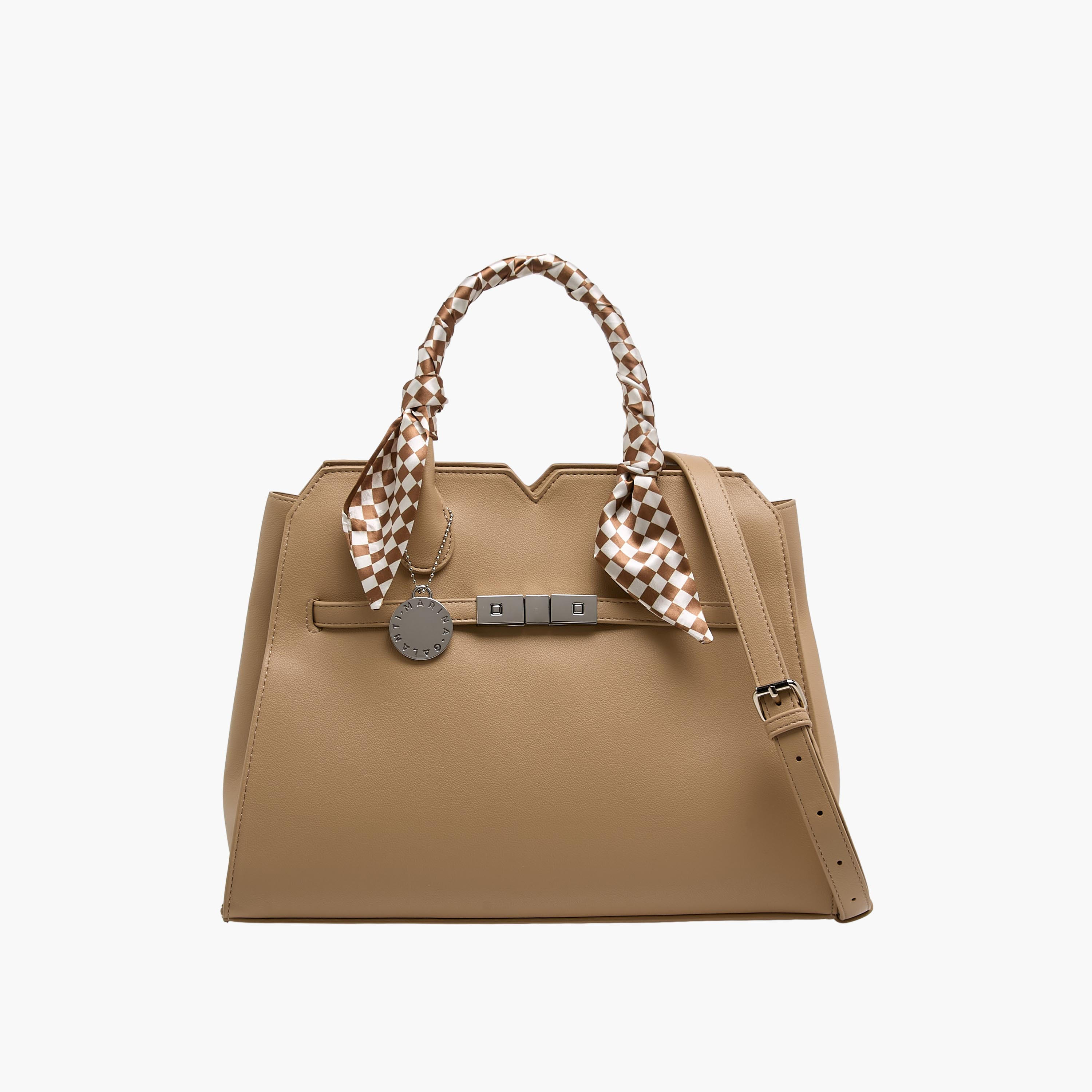 Marina Galanti Scarf Accent Tote Bag with Detachable Strap-women-bagsandwallets-handbags-image-1