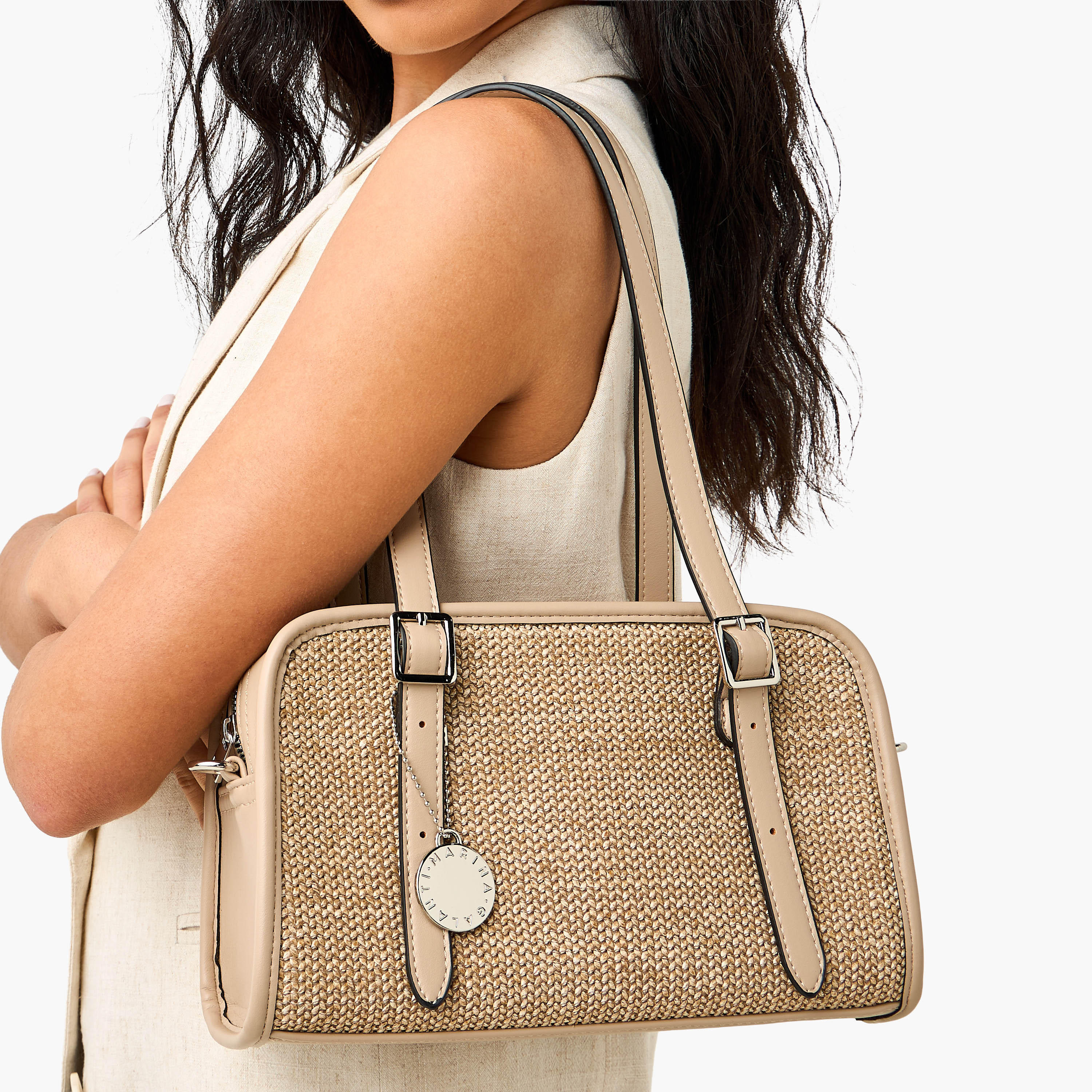 Marina Galanti Textured Shoulder Bag with Detachable Strap-women-bagsandwallets-handbags-image-8