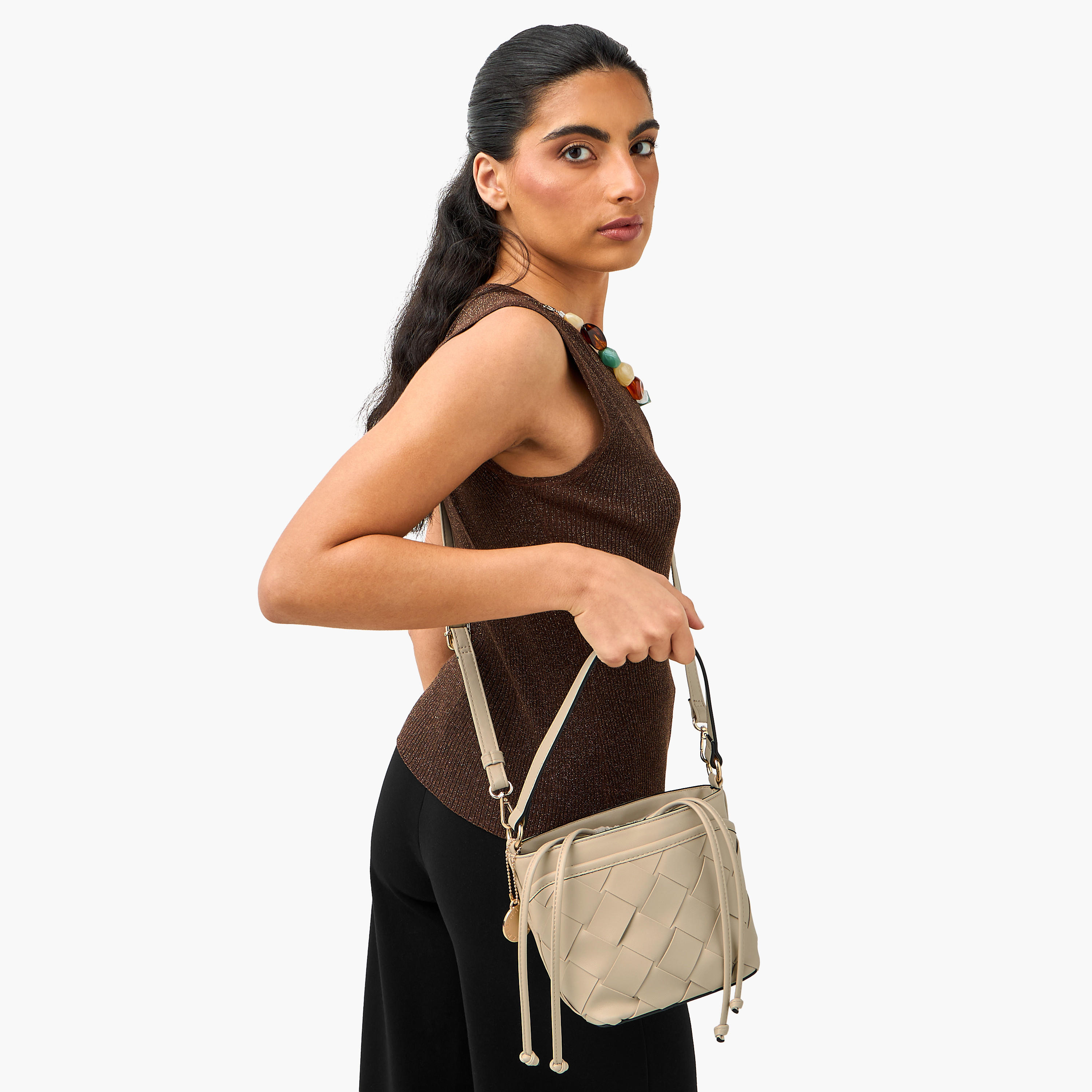 Marina Galanti Textured Bucket Bag with Detachable Strap-women-bagsandwallets-handbags-image-2