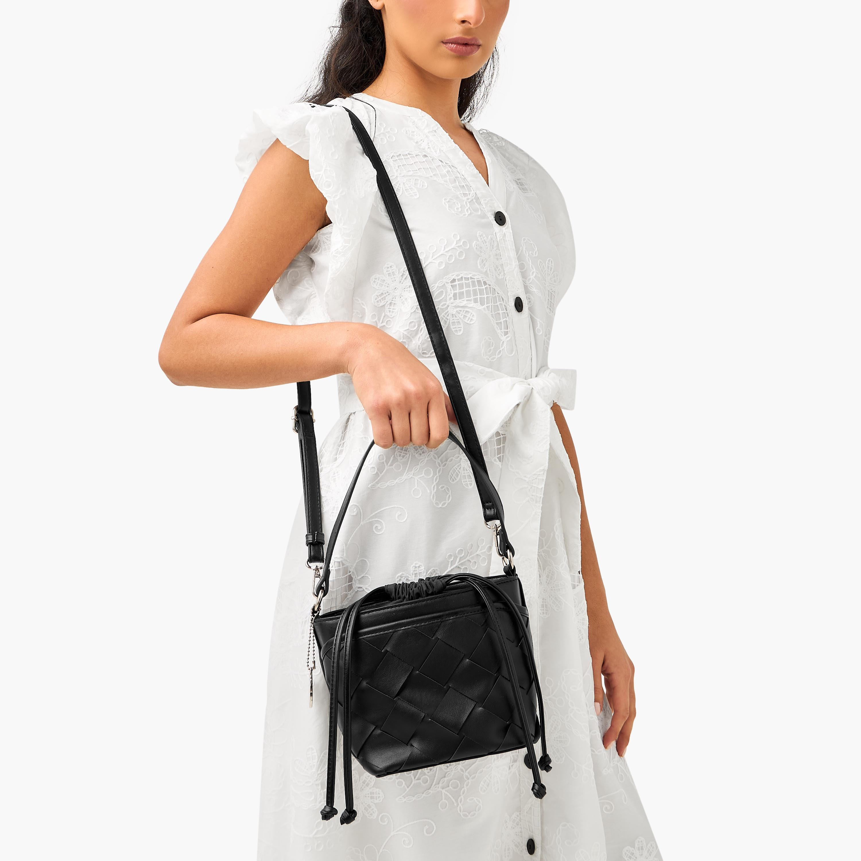 Marina Galanti Weave Textured Bucket Bag with Detachable Strap-women-bagsandwallets-handbags-image-2