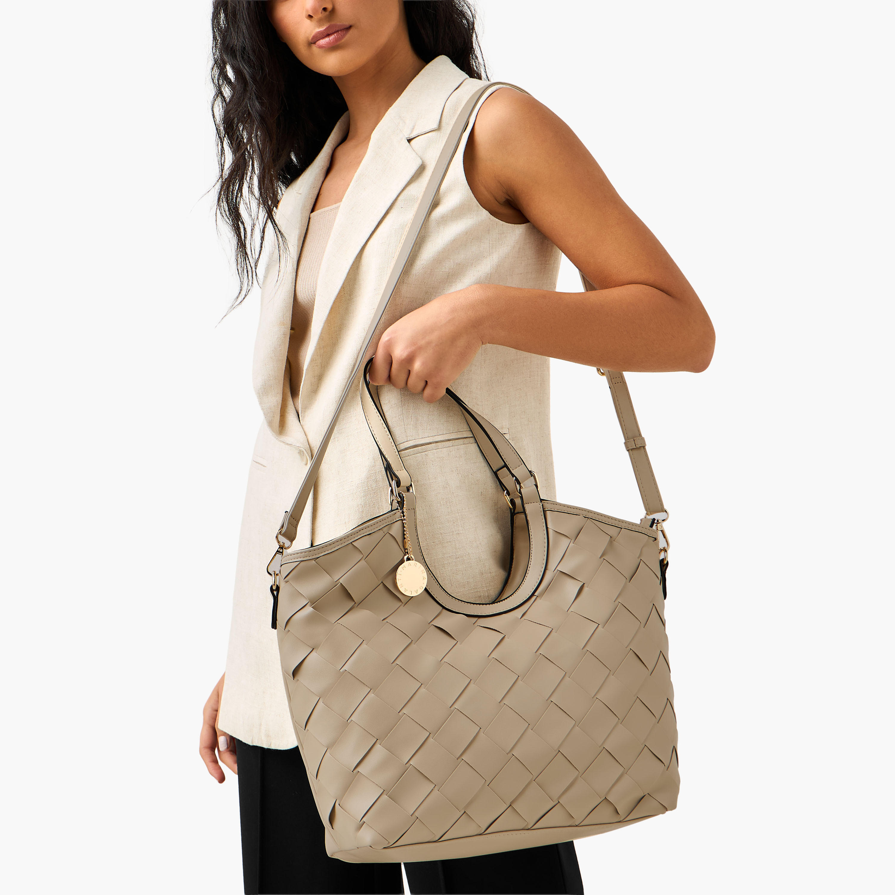Marina Galanti Textured Tote Bag with Detachable Strap-women-bagsandwallets-handbags-image-3