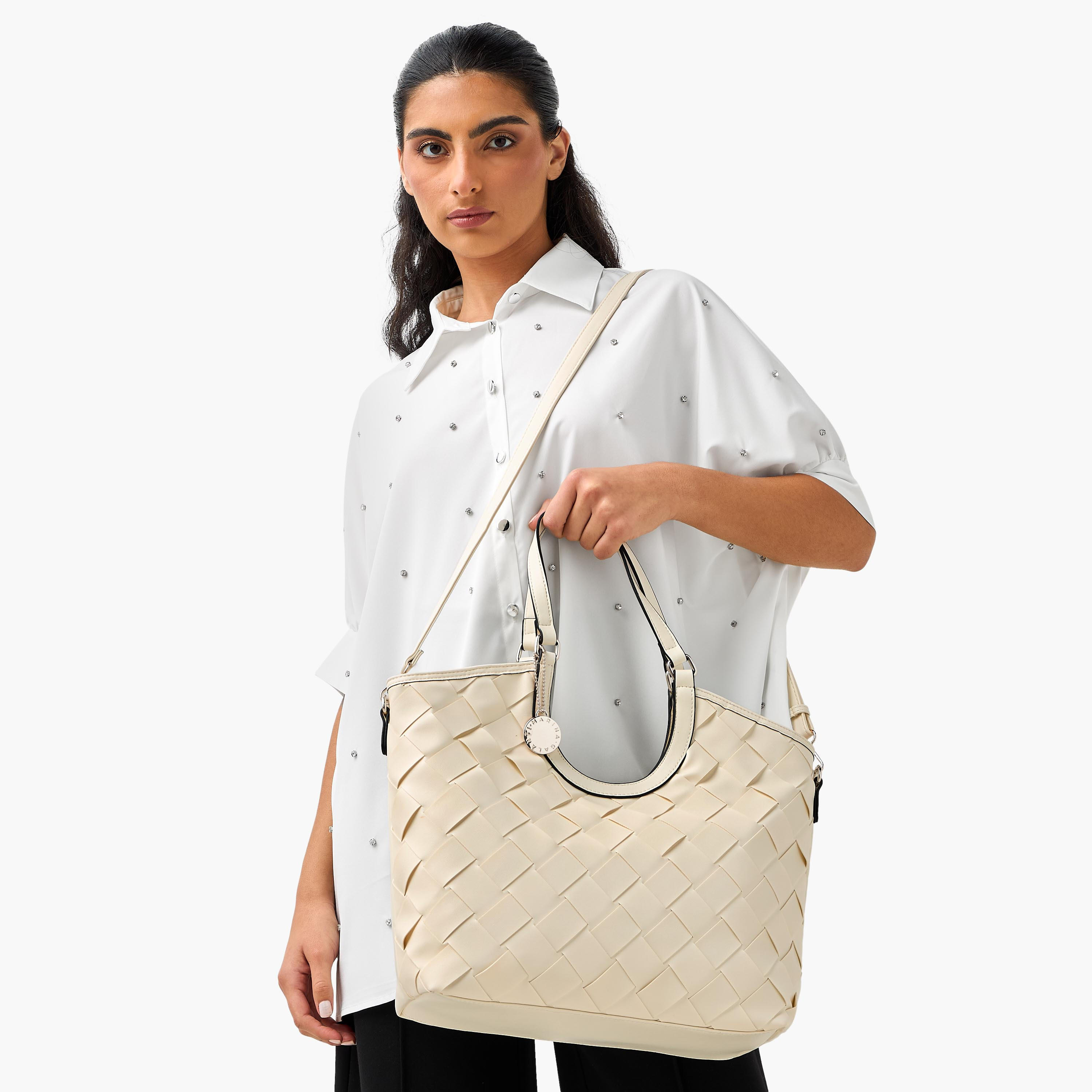 Marina Galanti Weave Textured Shopper Bag with Detachable Strap-women-bagsandwallets-handbags-image-3