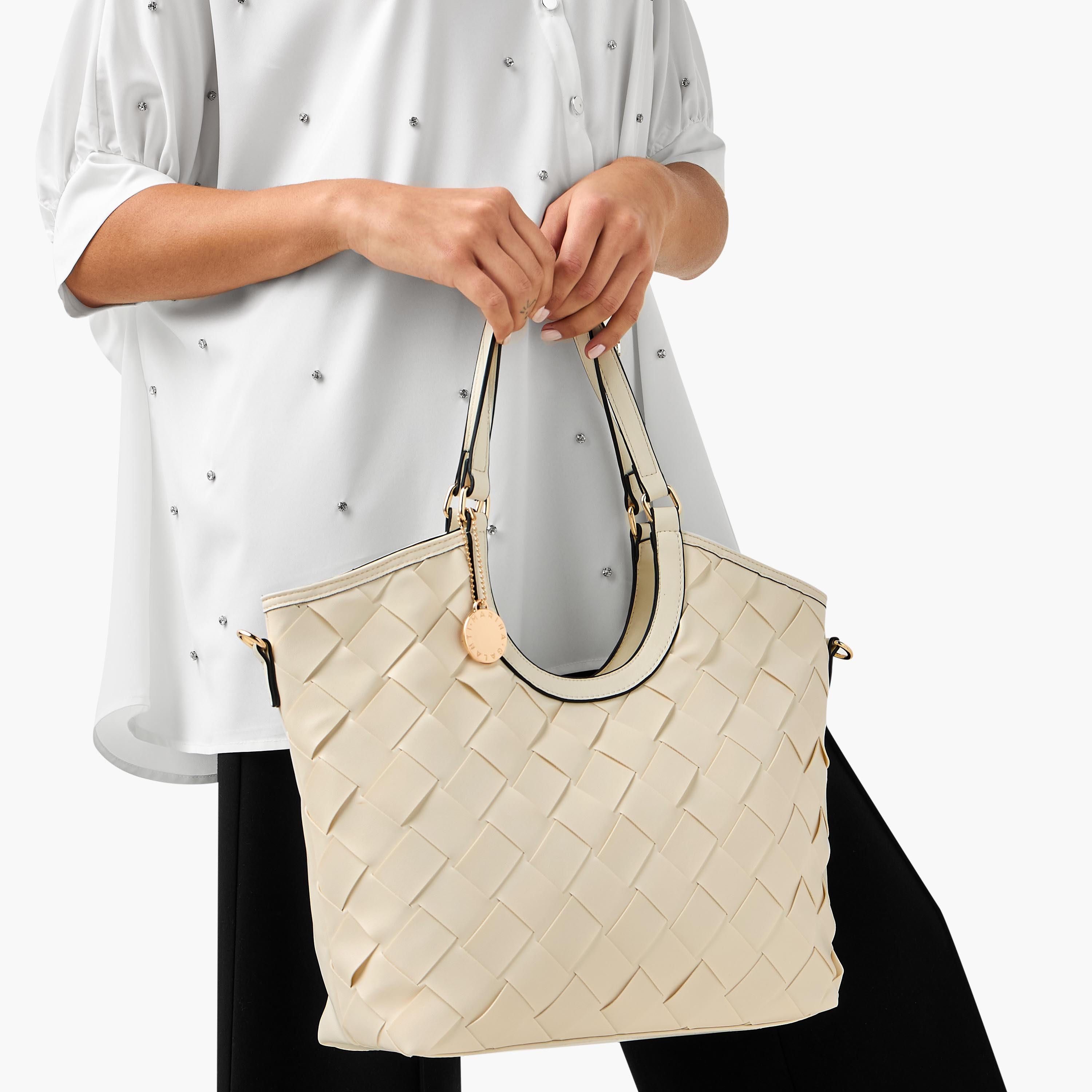 Marina Galanti Weave Textured Shopper Bag with Detachable Strap-women-bagsandwallets-handbags-image-9