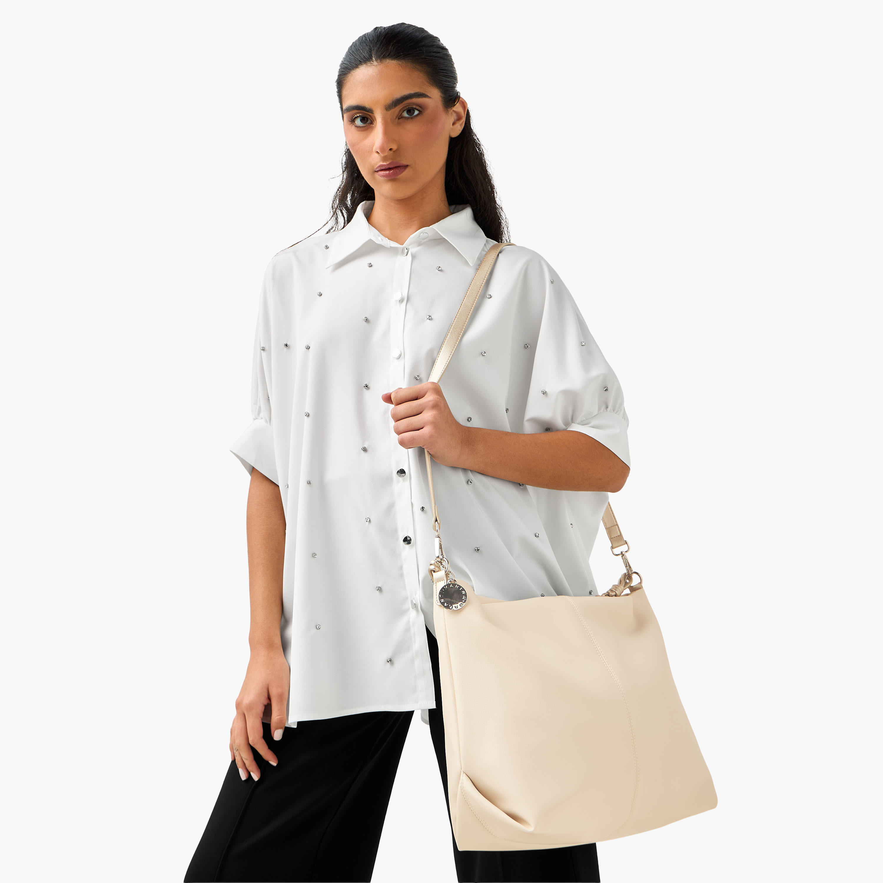 Marina Galanti Textured Tote Bag with Detachable Strap-women-bagsandwallets-handbags-image-2