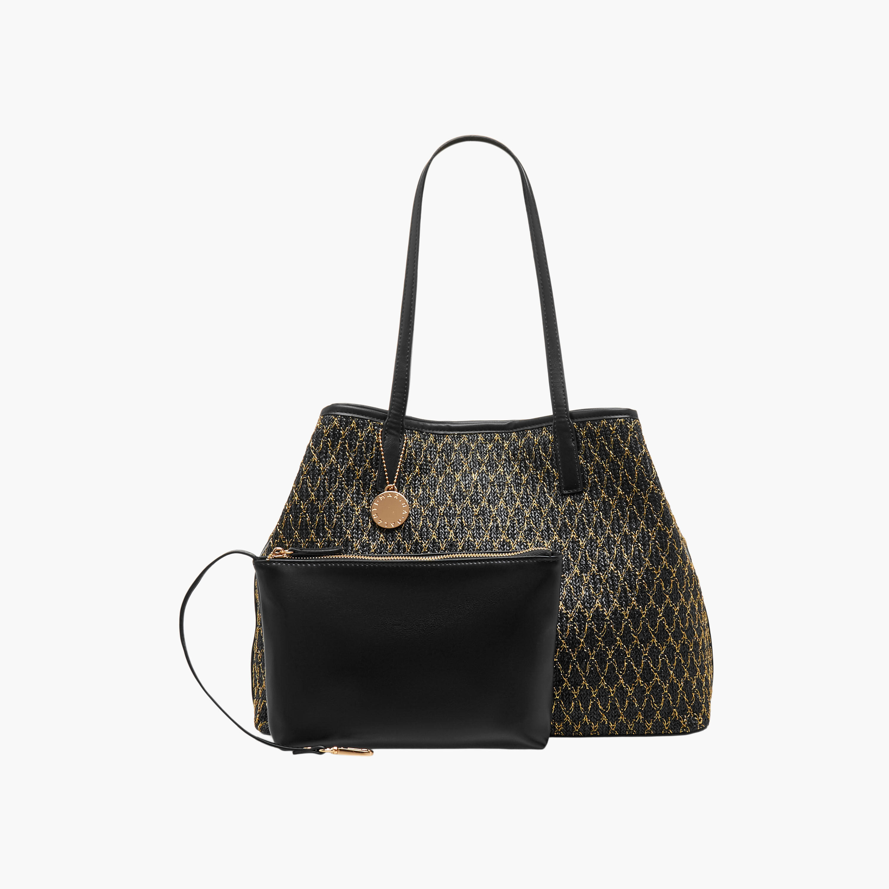 Marina Galanti Textured Tote Bag with Pouch-women-bagsandwallets-handbags-image-1