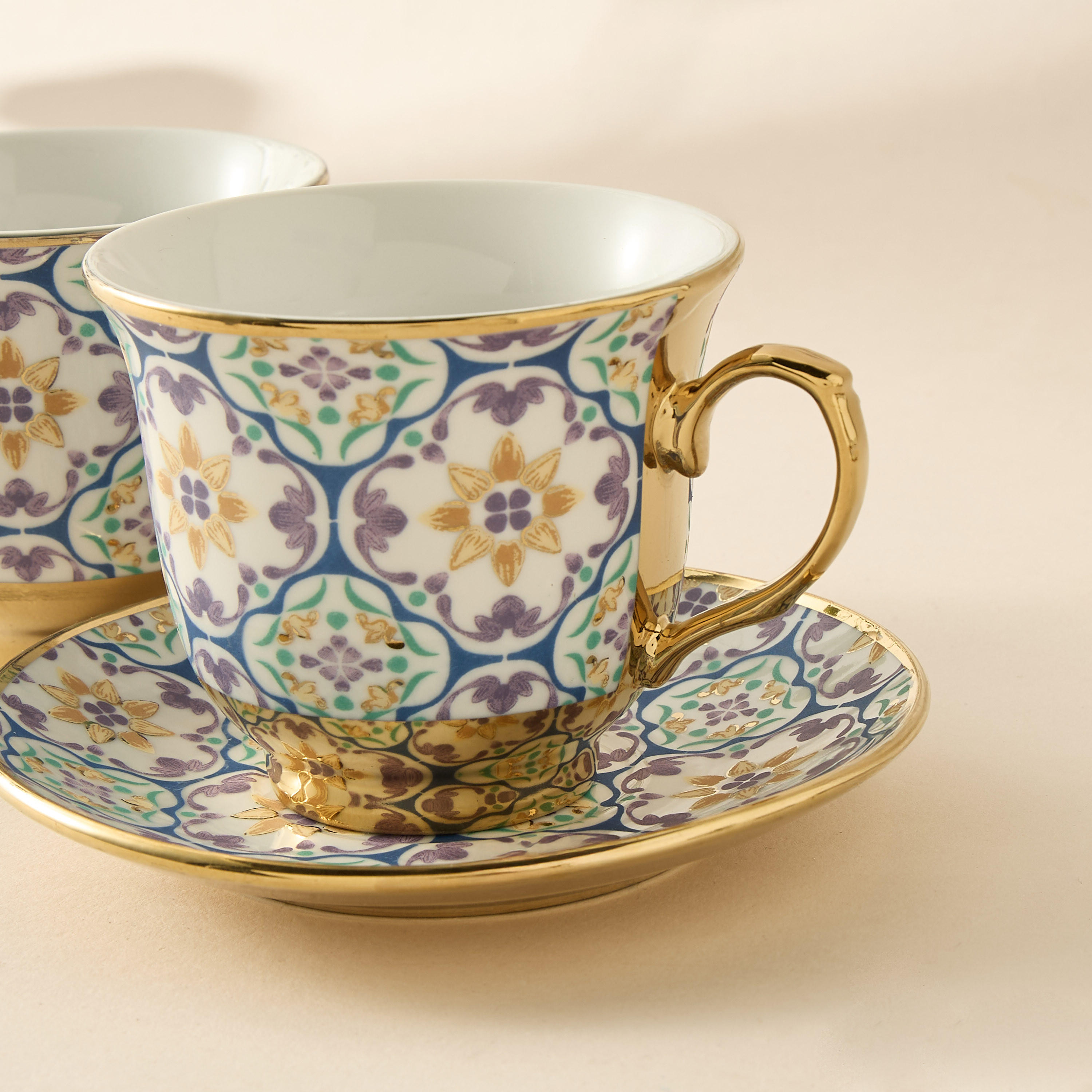 Mosaica 13-Piece Porcelain Cup and Saucer Set - 220 ml-household-dining-teaandcoffee-teaandcoffeesets-image-5