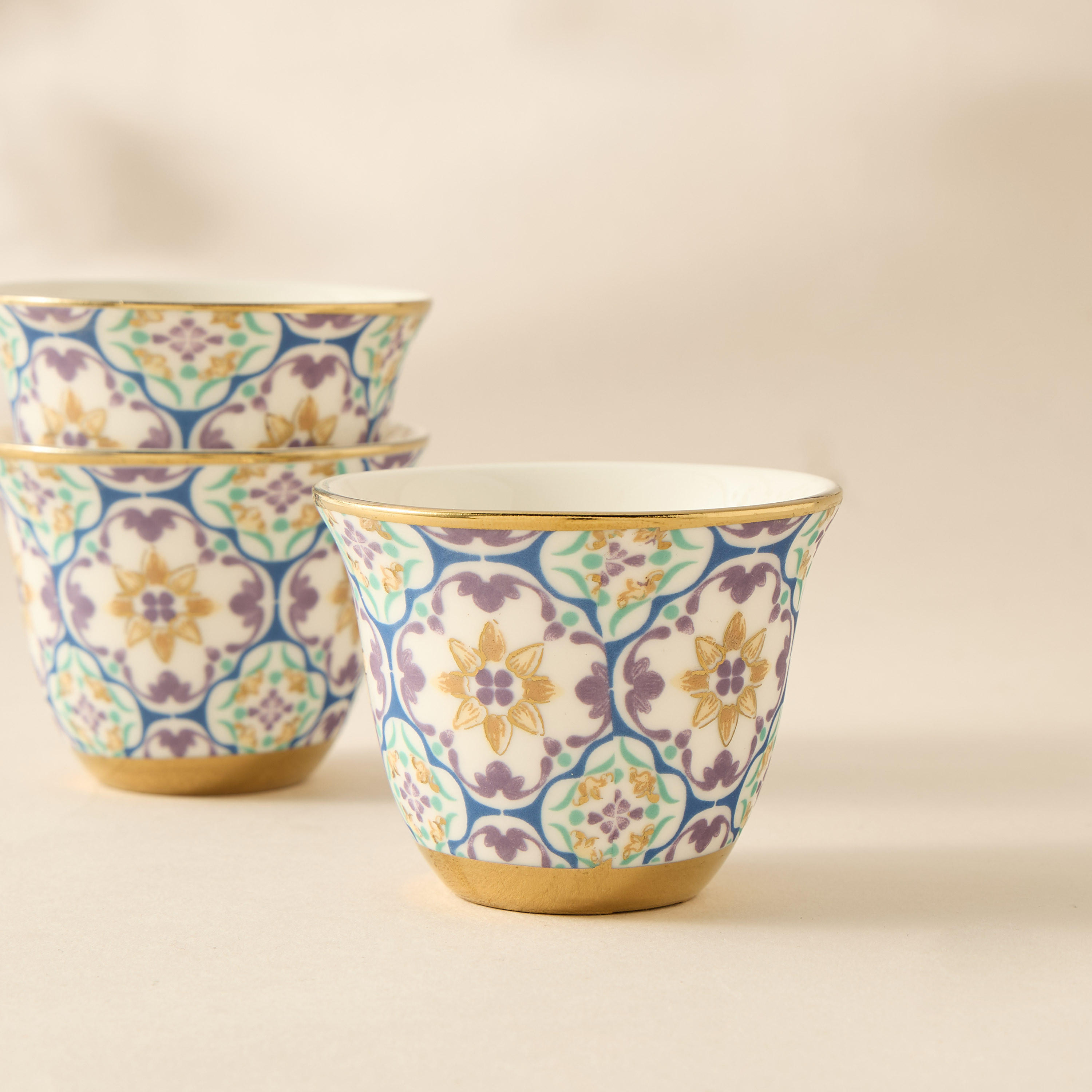 Mosaica 6-Piece Bone China Kahwa Cup Set - 80 ml-household-dining-teaandcoffee-teaandcoffeesets-image-4