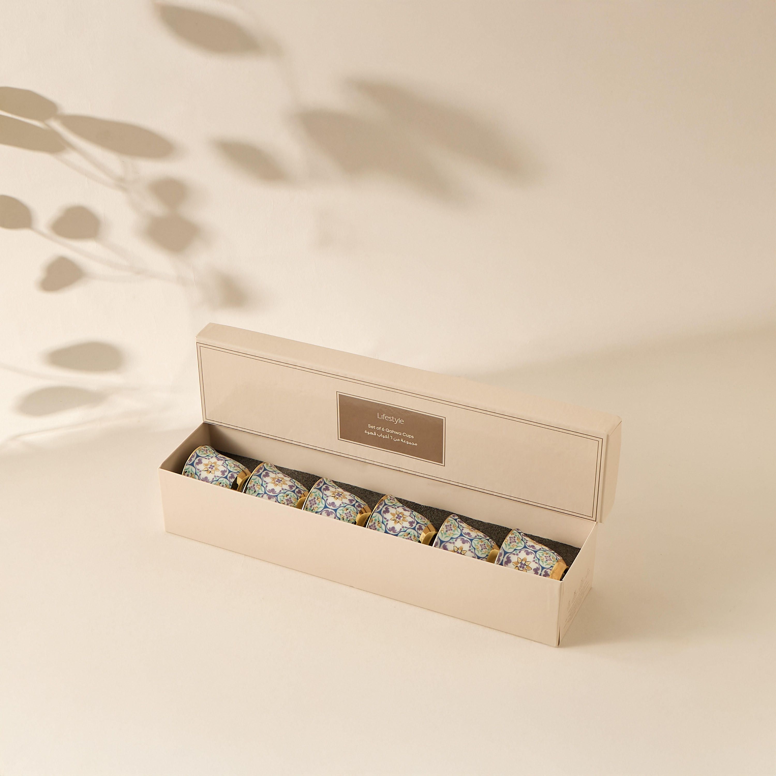 Mosaica 6-Piece Bone China Kahwa Cup Set - 80 ml-household-dining-teaandcoffee-teaandcoffeesets-image-7