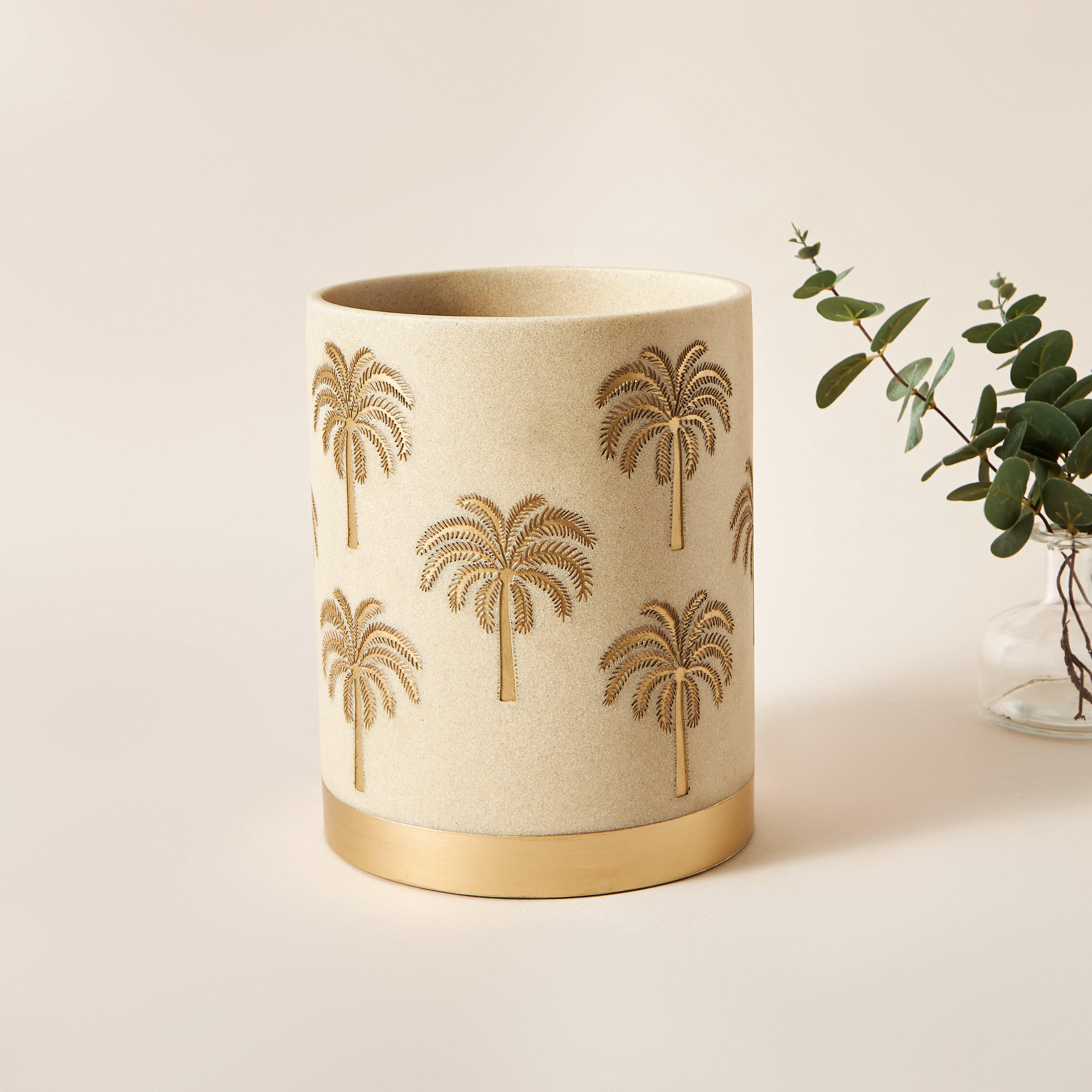 Palm Tree Embossed Waste Bin-household-bathandlaundry-wastebinsandaccessories-image-1