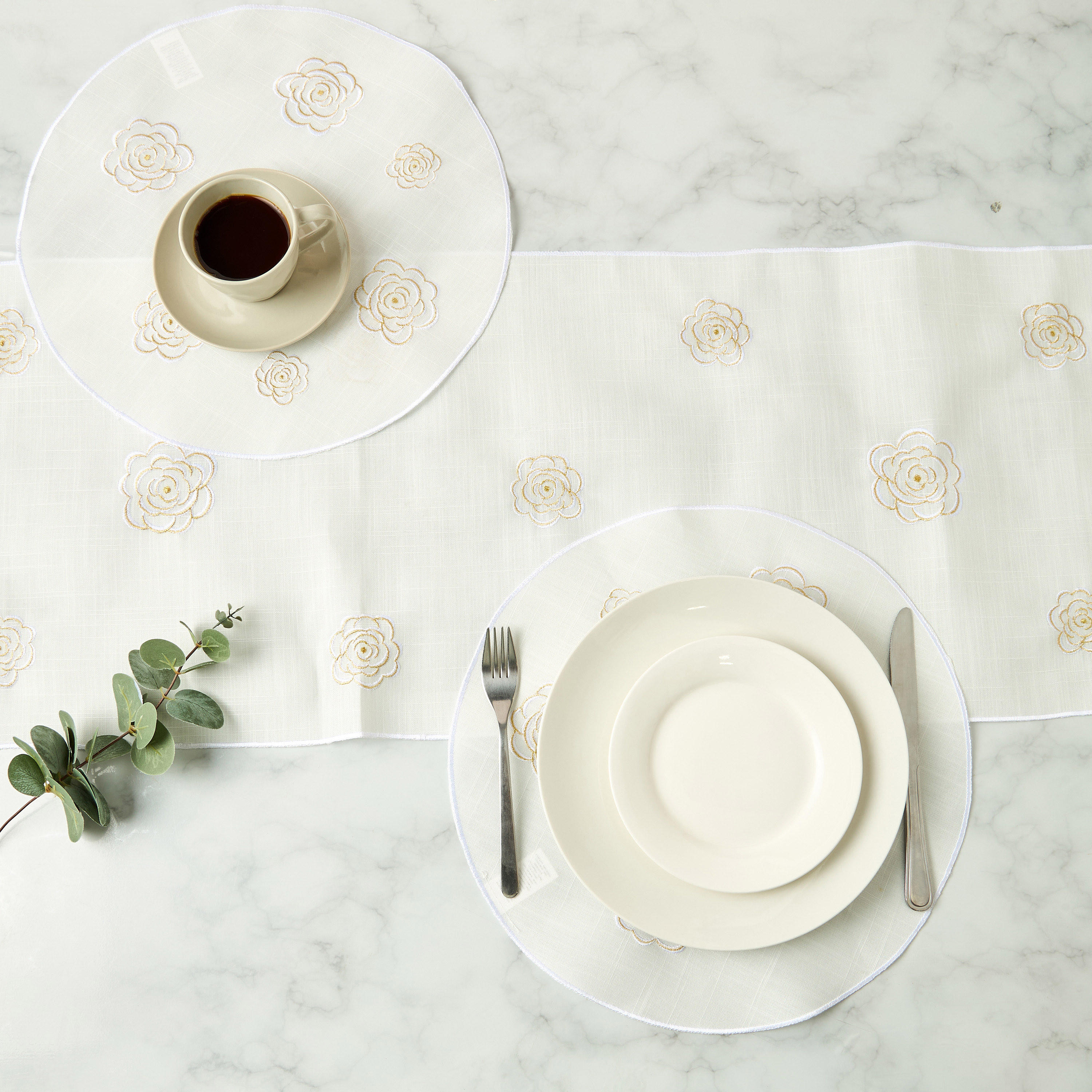 Floral Embroidered 4-Piece Placemat Set - 38 cms-household-dining-tablelinen-placemats-image-1