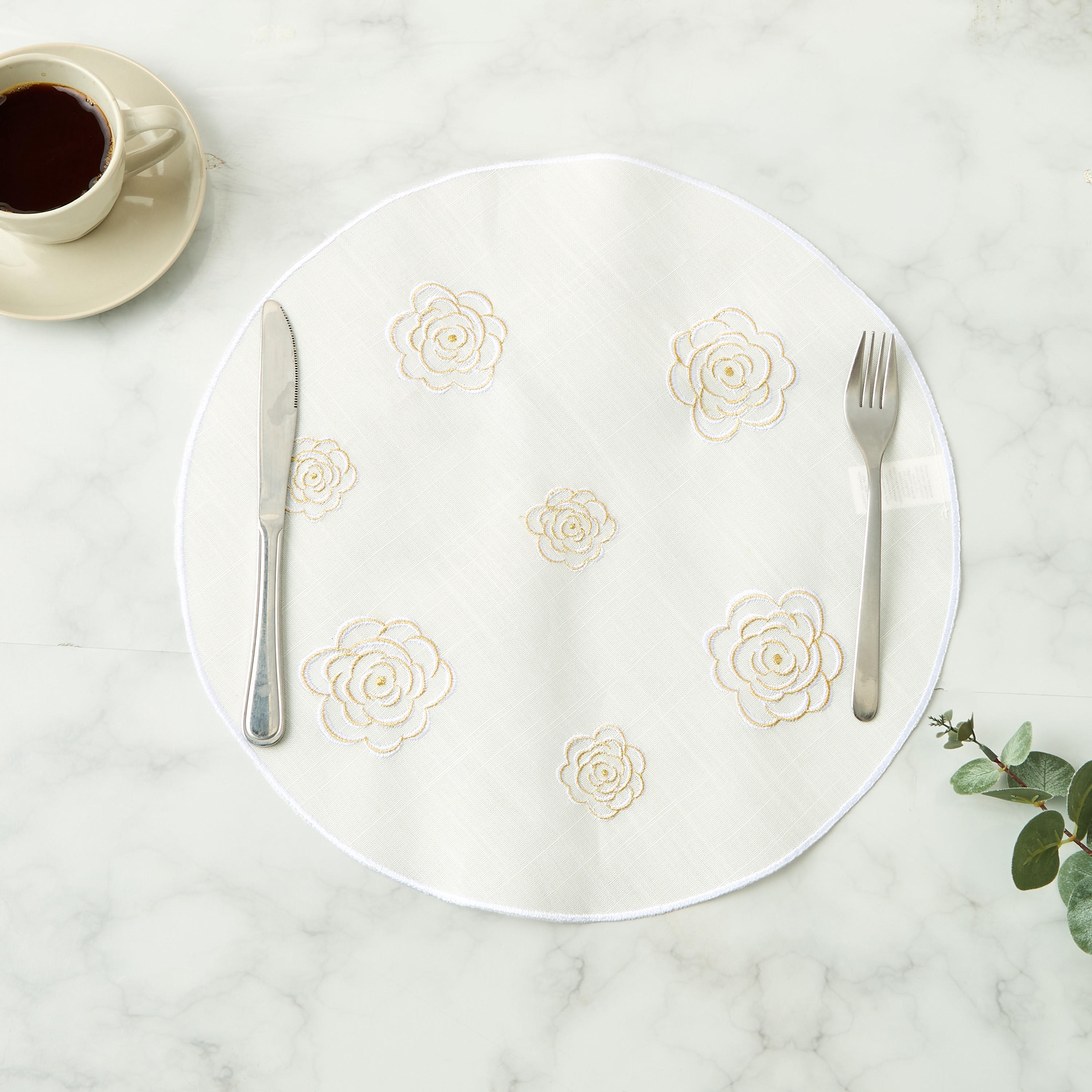 Floral Embroidered 4-Piece Placemat Set - 38 cms-household-dining-tablelinen-placemats-image-2
