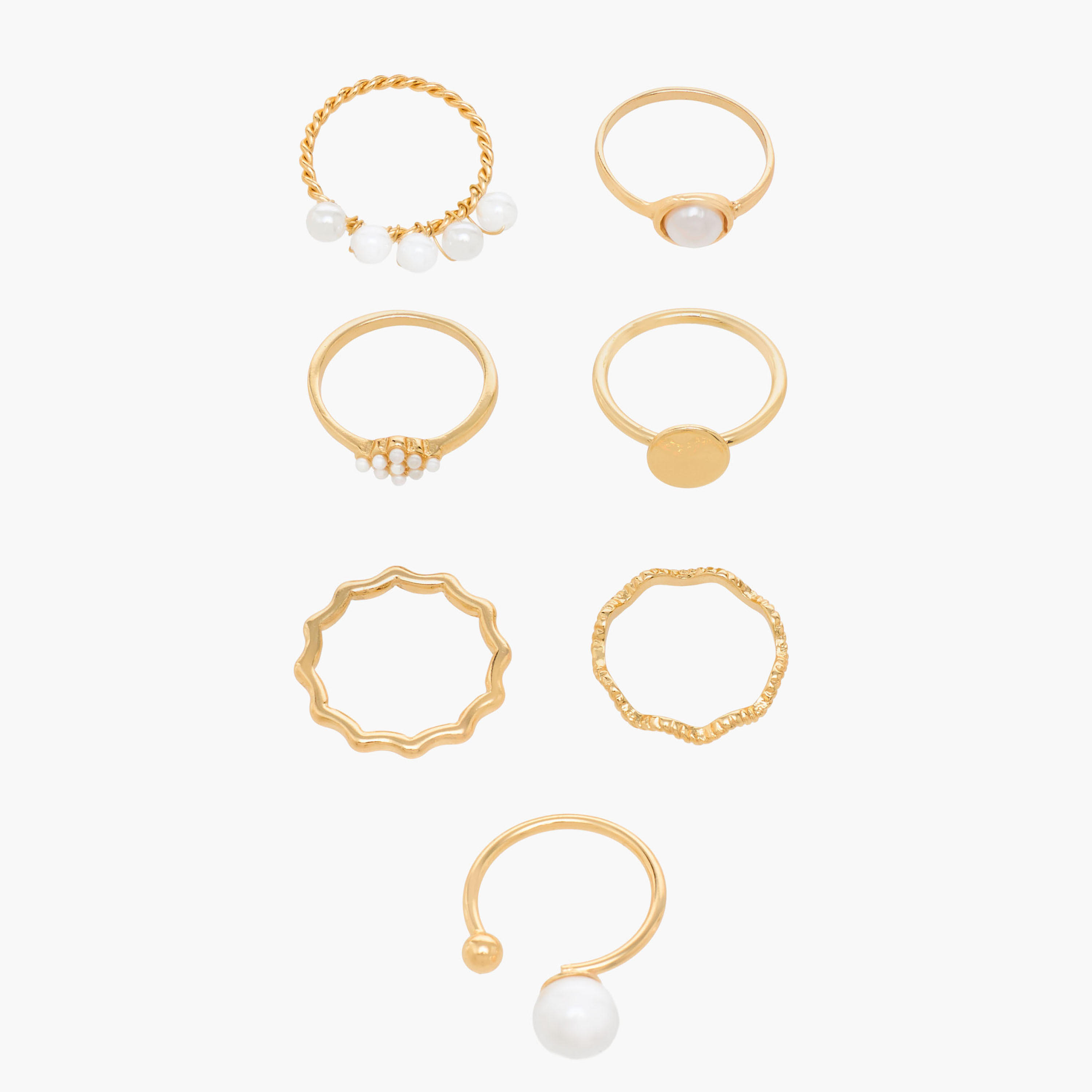 Set of 7 - Gold Tone Ring with Assorted Design-women-watchesandjewellery-jewellery-rings-image-1