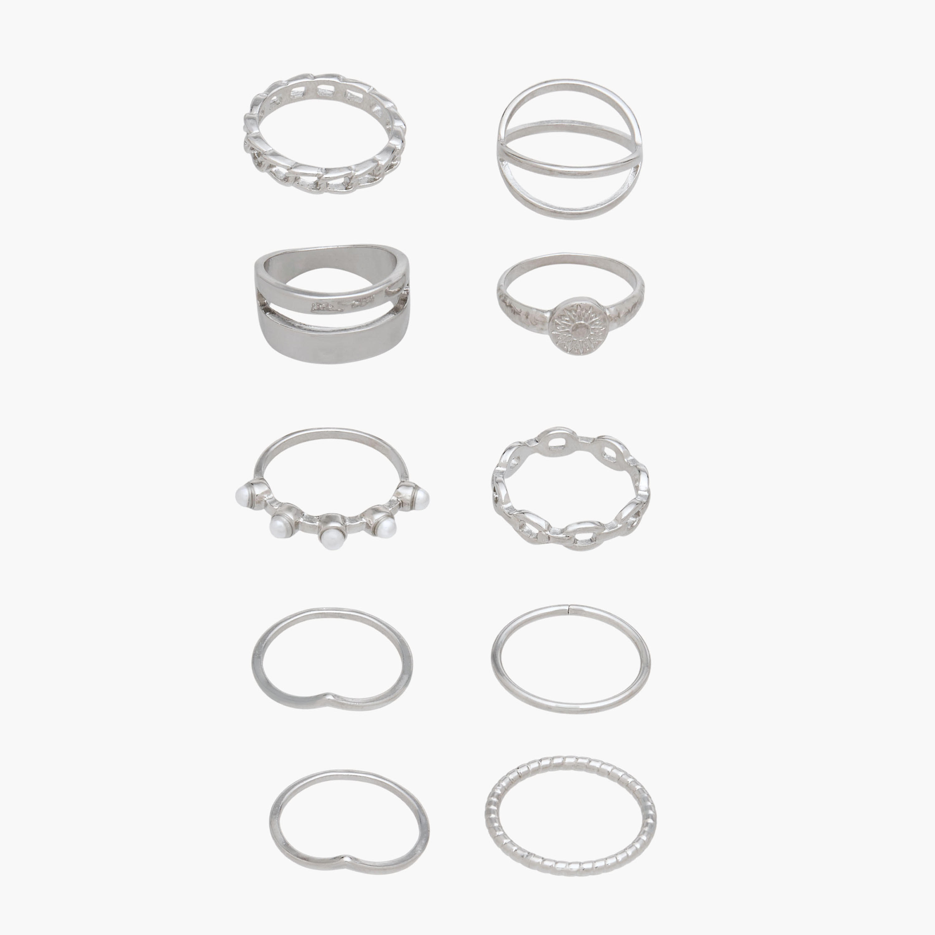 Set of 10 - Assorted Stackable Silver Tone Ring-women-watchesandjewellery-jewellery-rings-image-1