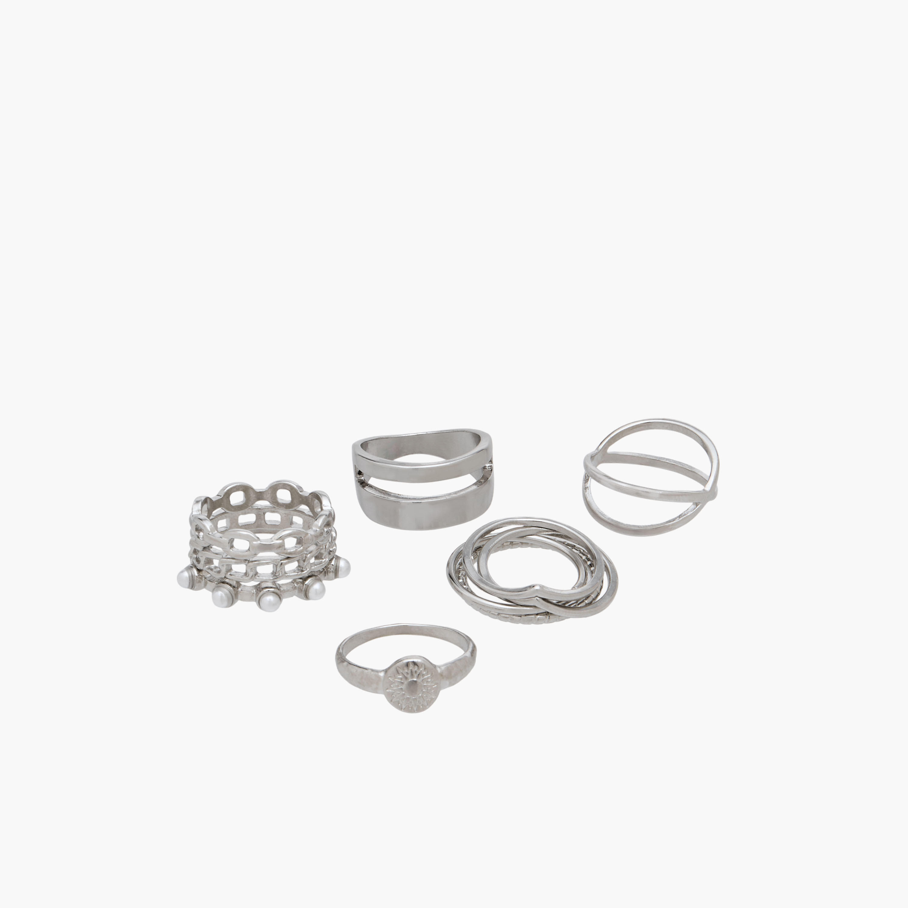 Set of 10 - Assorted Stackable Silver Tone Ring-women-watchesandjewellery-jewellery-rings-image-2