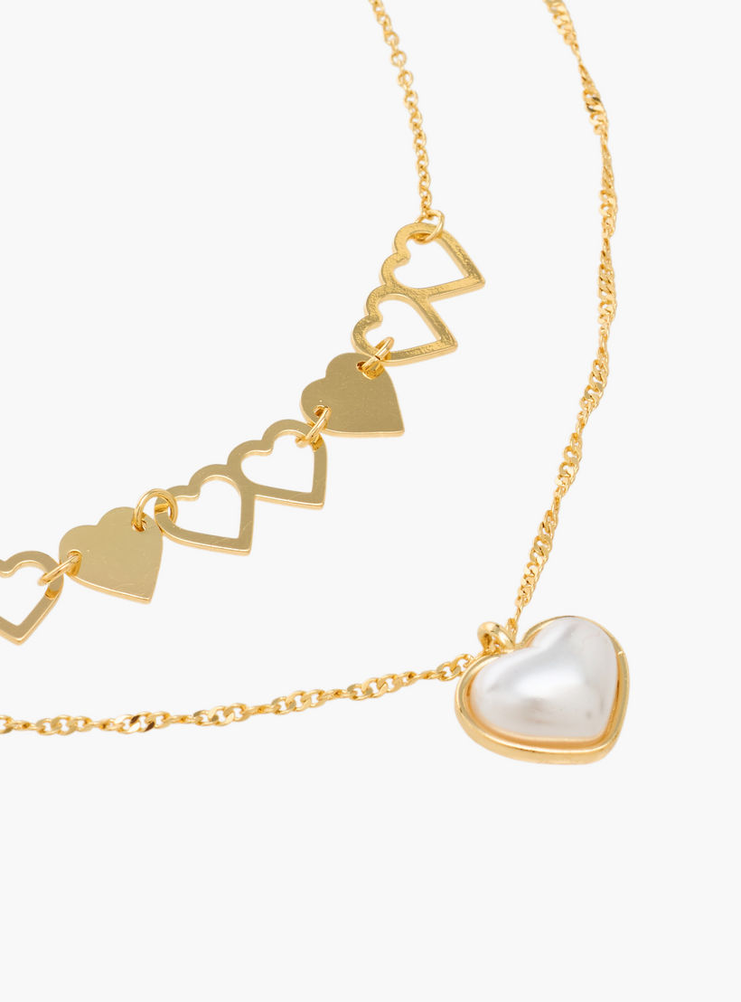 Pack of 2 Gold Tone Necklace with Heart Charm-women-watchesandjewellery-jewellery-necklacesandpendants-image-4