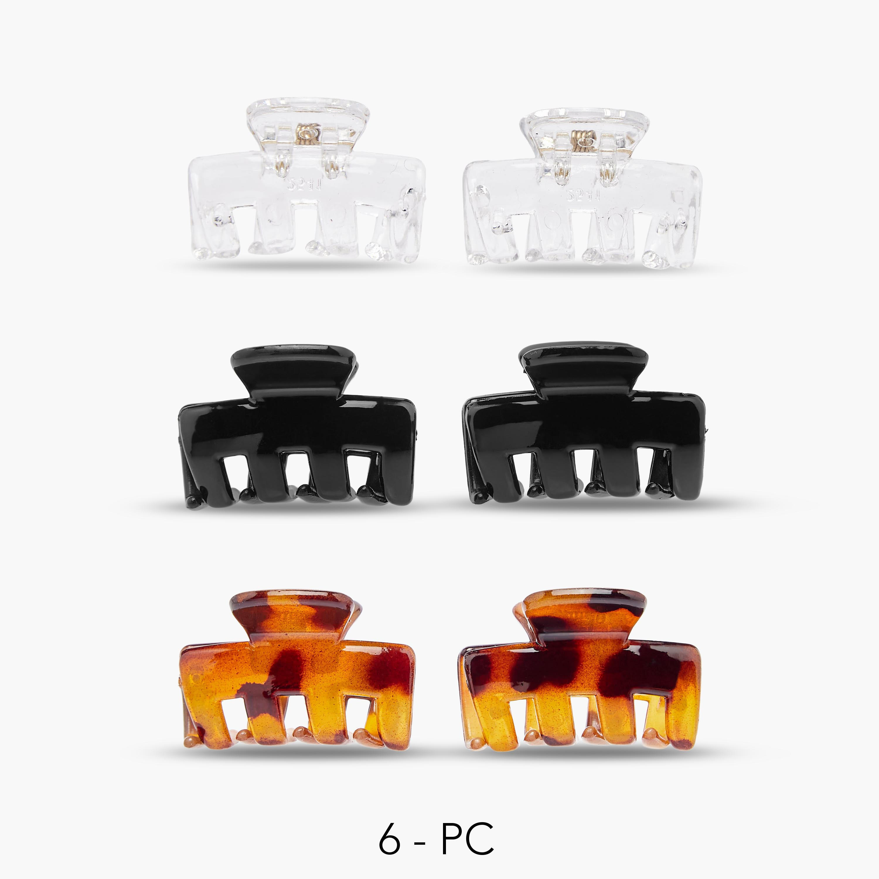 Pack of 6 Rectangular Hair Clamp with Assorted Design-women-hairaccessories-bands-image-1