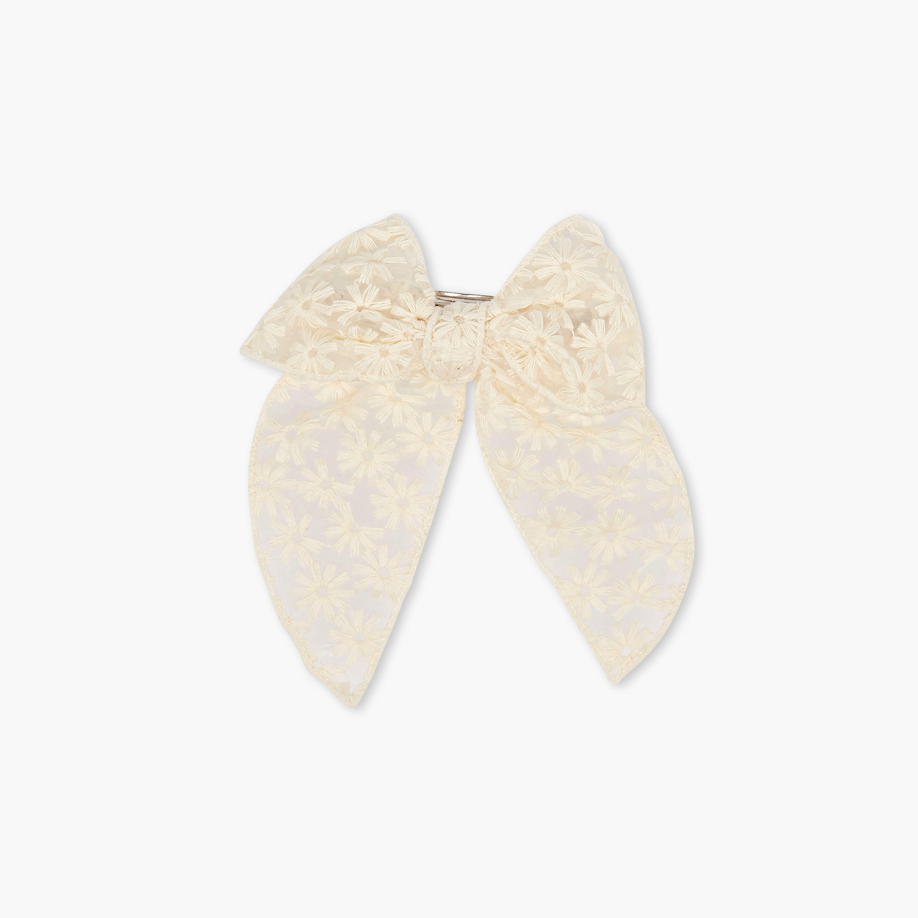 Bow Barrette Hair Clip with Floral Embroidery-women-hairaccessories-clips-image-1