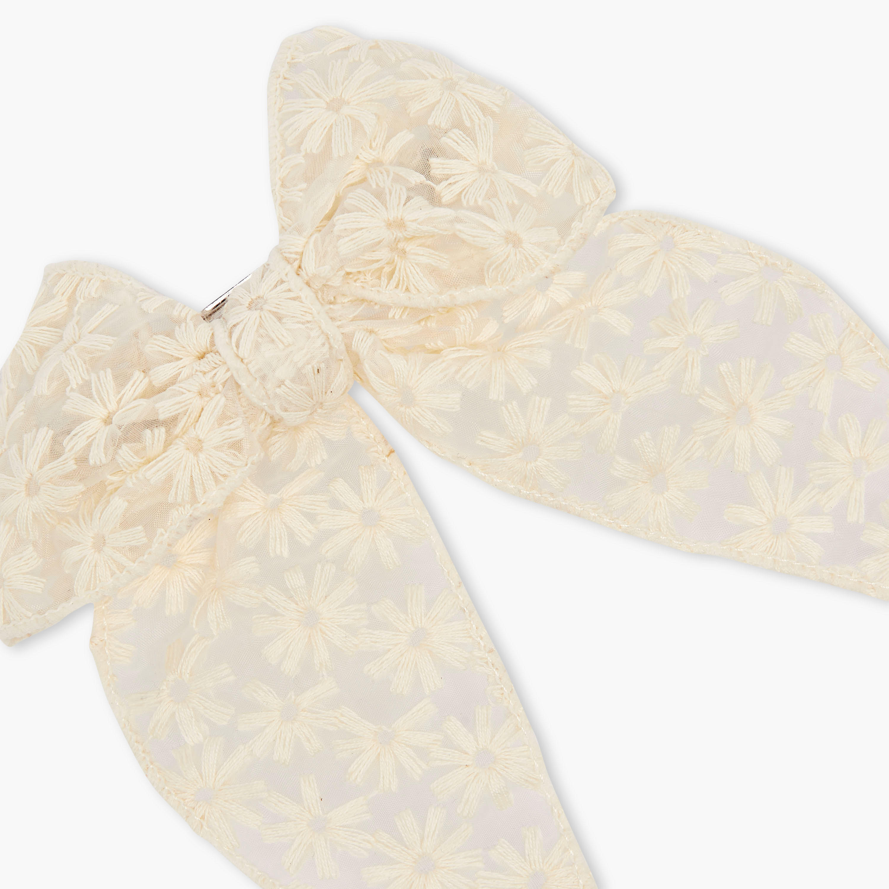 Bow Barrette Hair Clip with Floral Embroidery-women-hairaccessories-clips-image-2