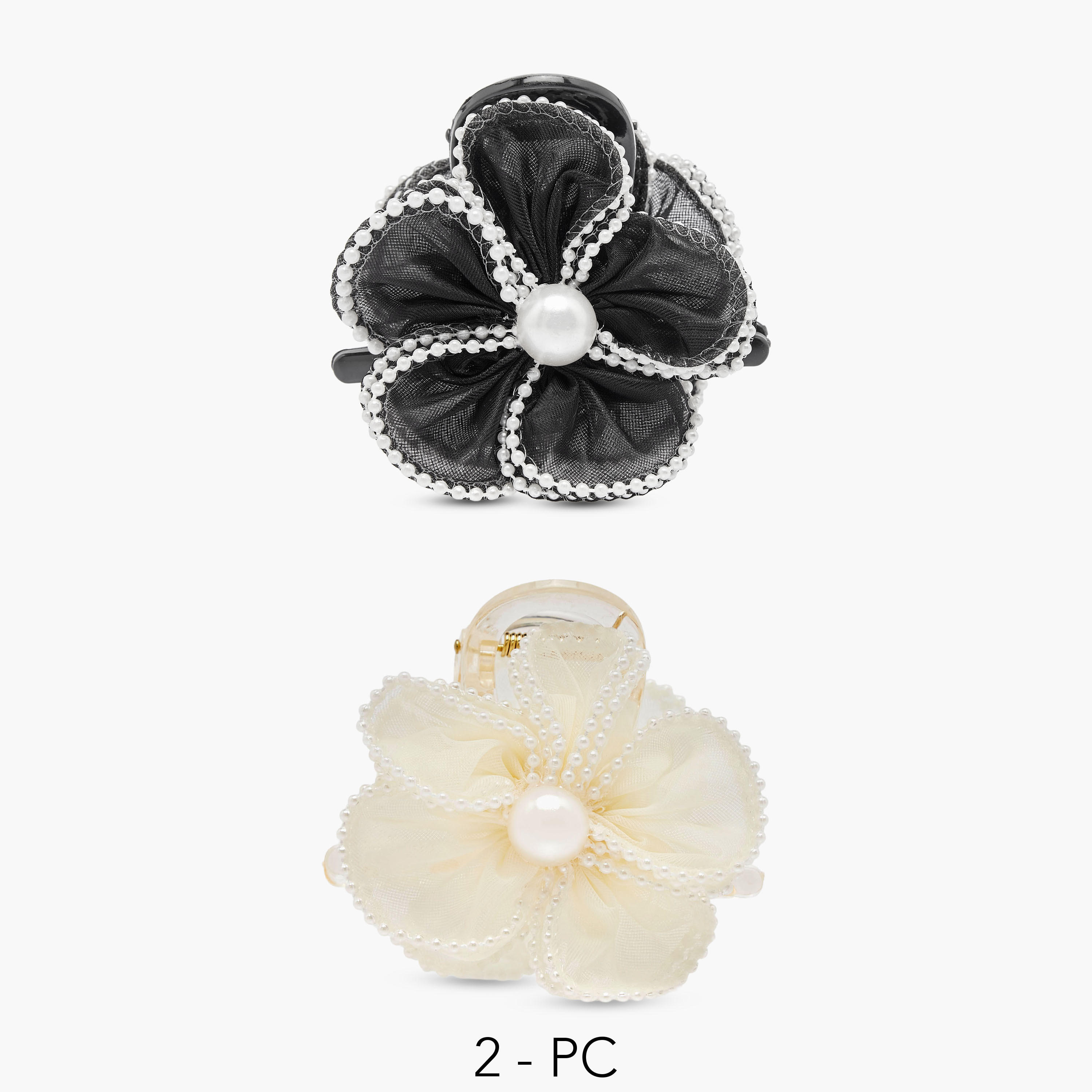 Pack of 2 Floral Hair Clamp with Pearl Embellished Design-women-hairaccessories-clamps-image-1