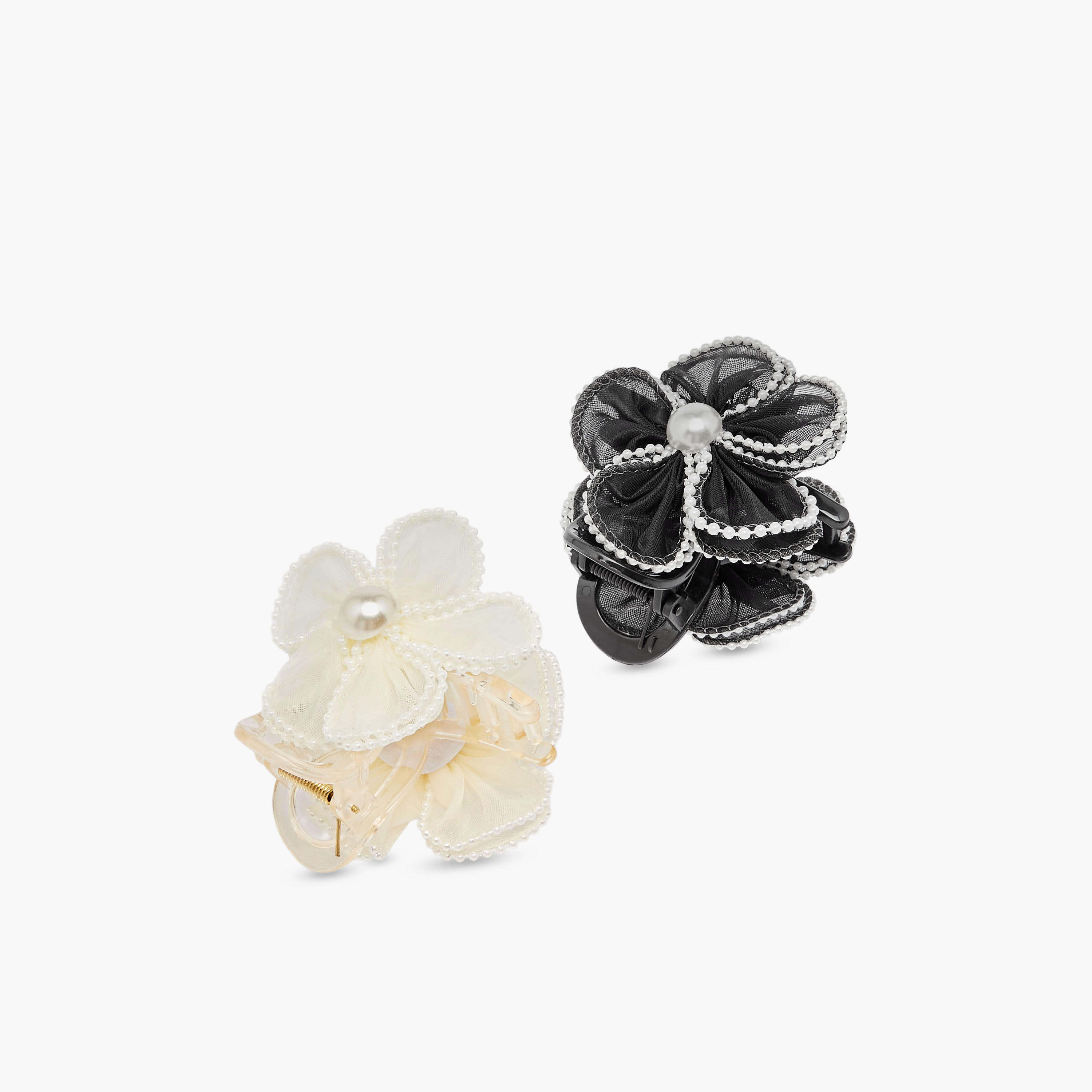 Pack of 2 Floral Hair Clamp with Pearl Embellished Design-women-hairaccessories-clamps-image-4
