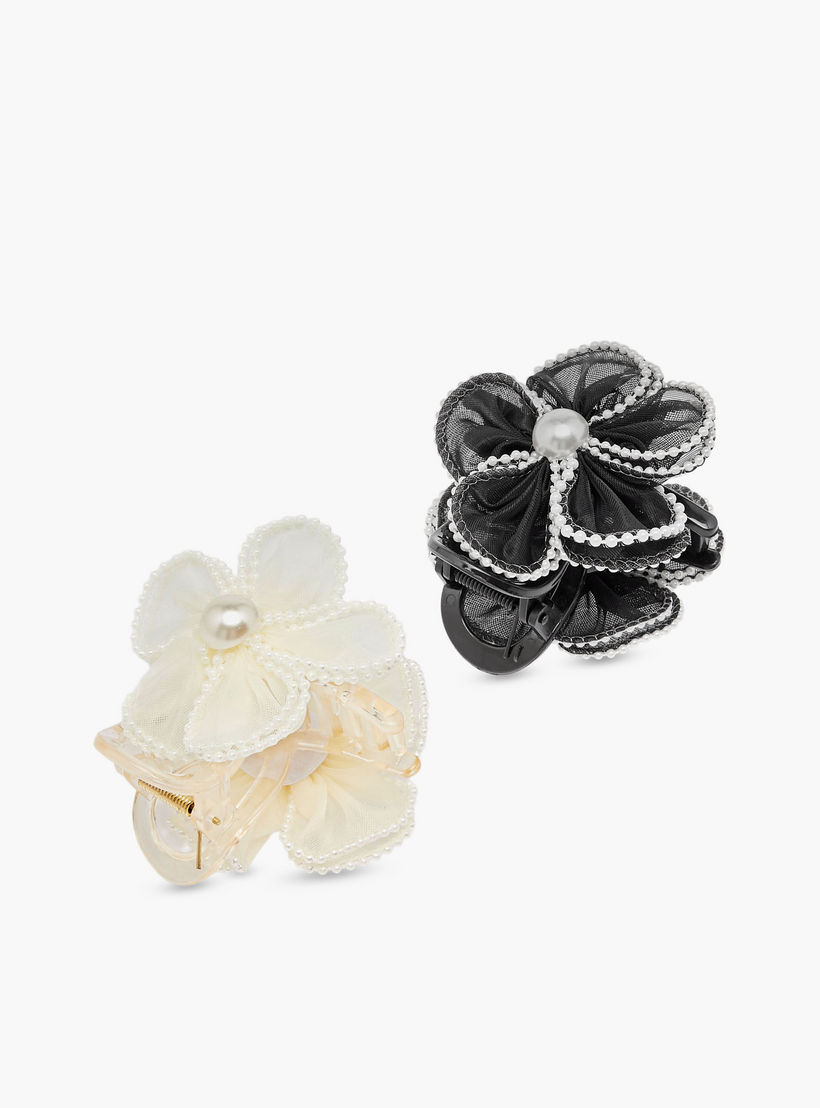 Pack of 2 Floral Hair Clamp with Pearl Embellished Design-women-hairaccessories-clamps-image-4
