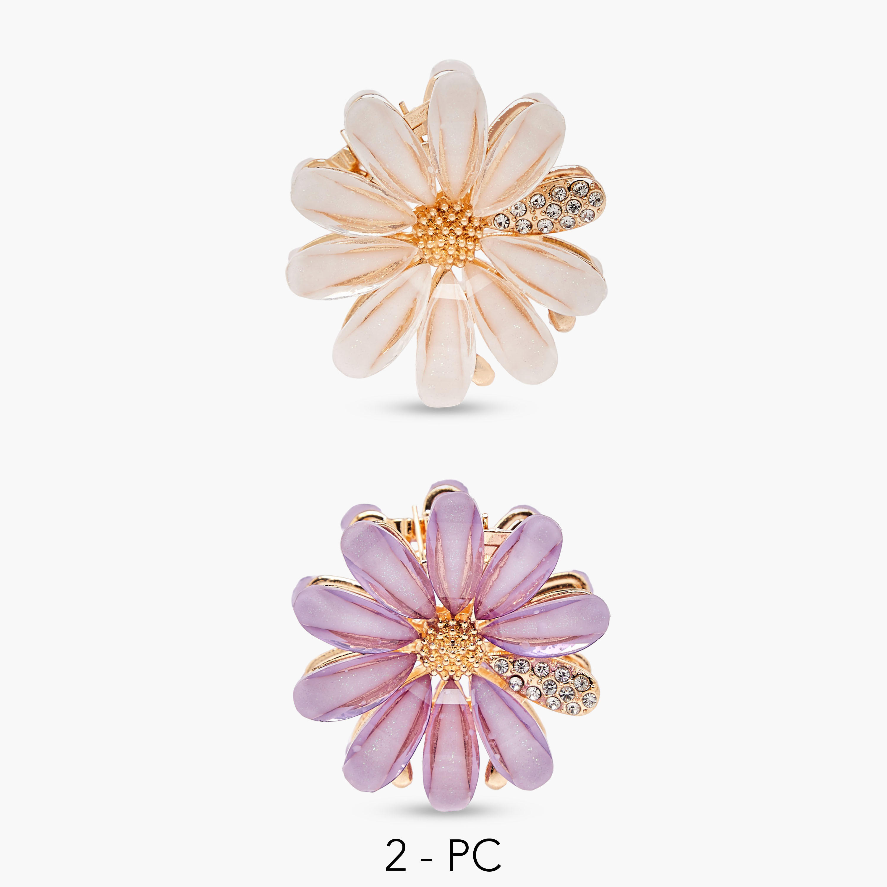 Pack of 2 Floral Hair Clamp with Embellishment-women-hairaccessories-clamps-image-1