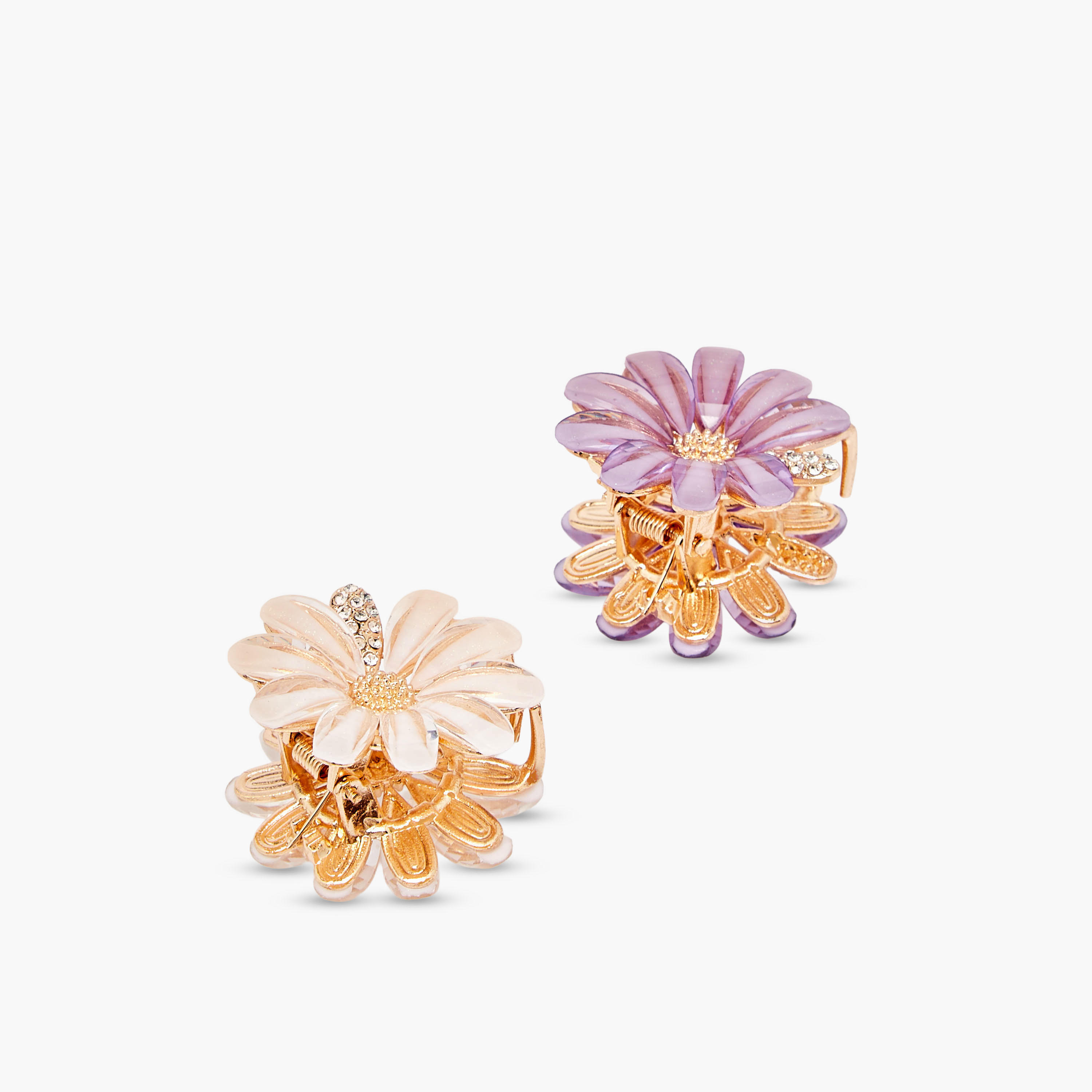 Pack of 2 Floral Hair Clamp with Embellishment-women-hairaccessories-clamps-image-4