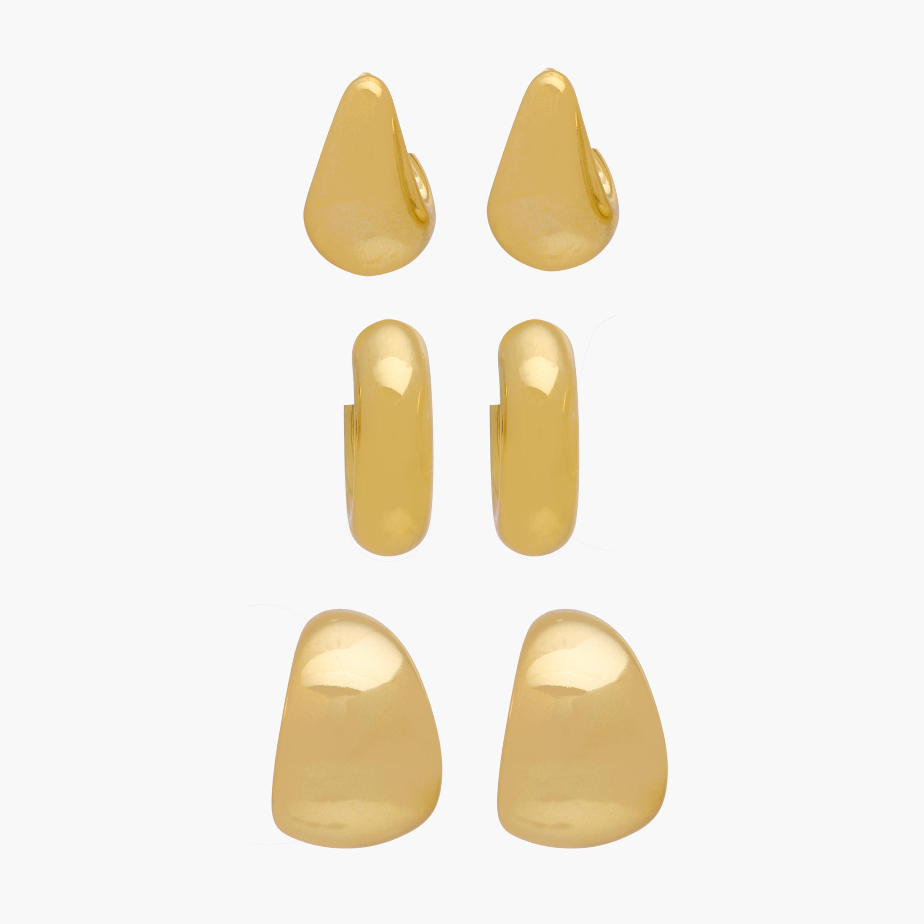 Pack of 3 Gold Tone Hoop Earrings with Pushback Closure-women-watchesandjewellery-jewellery-earrings-image-1