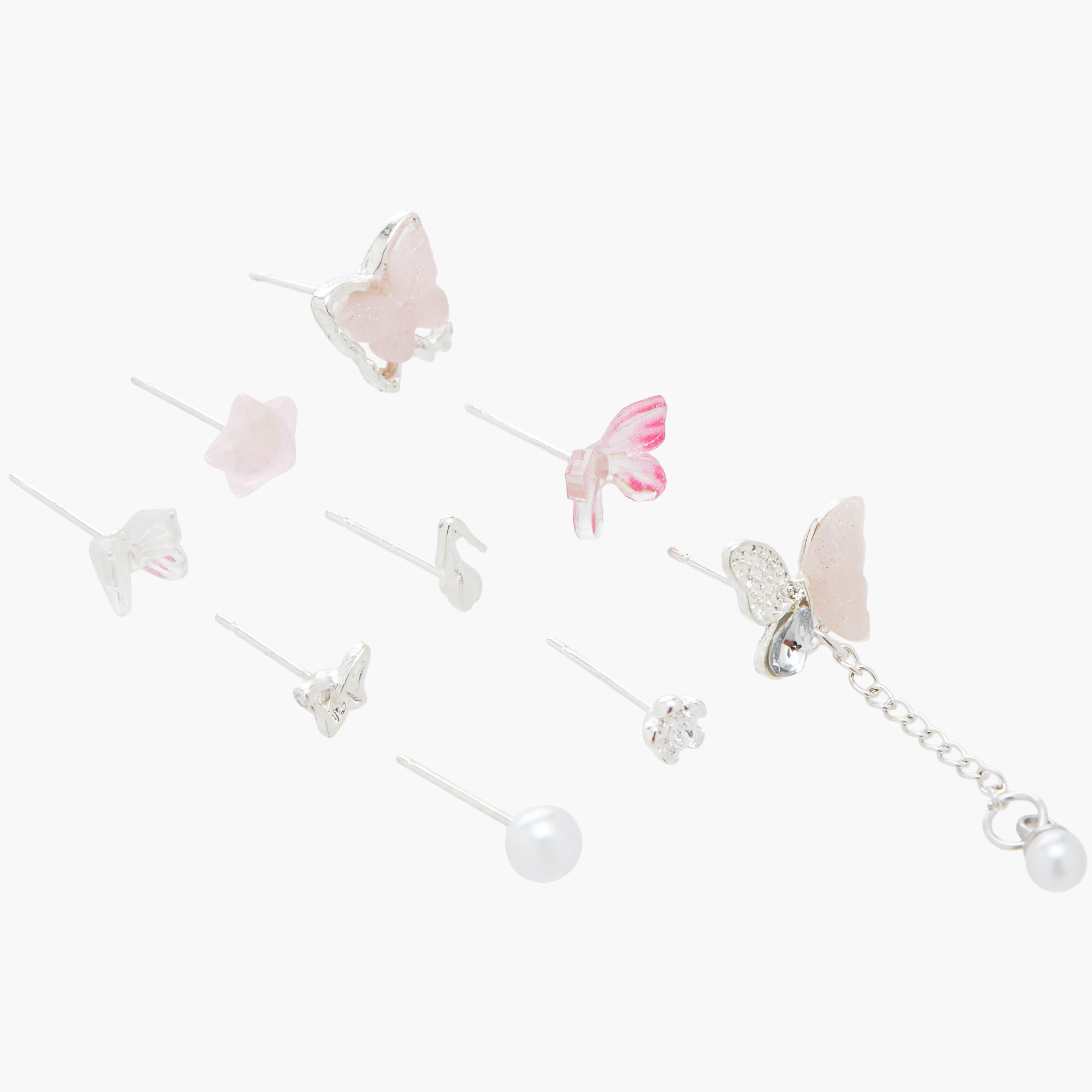 Pack of 9 Silver Tone Assorted Earrings with Pushback Closure-women-watchesandjewellery-jewellery-earrings-image-3