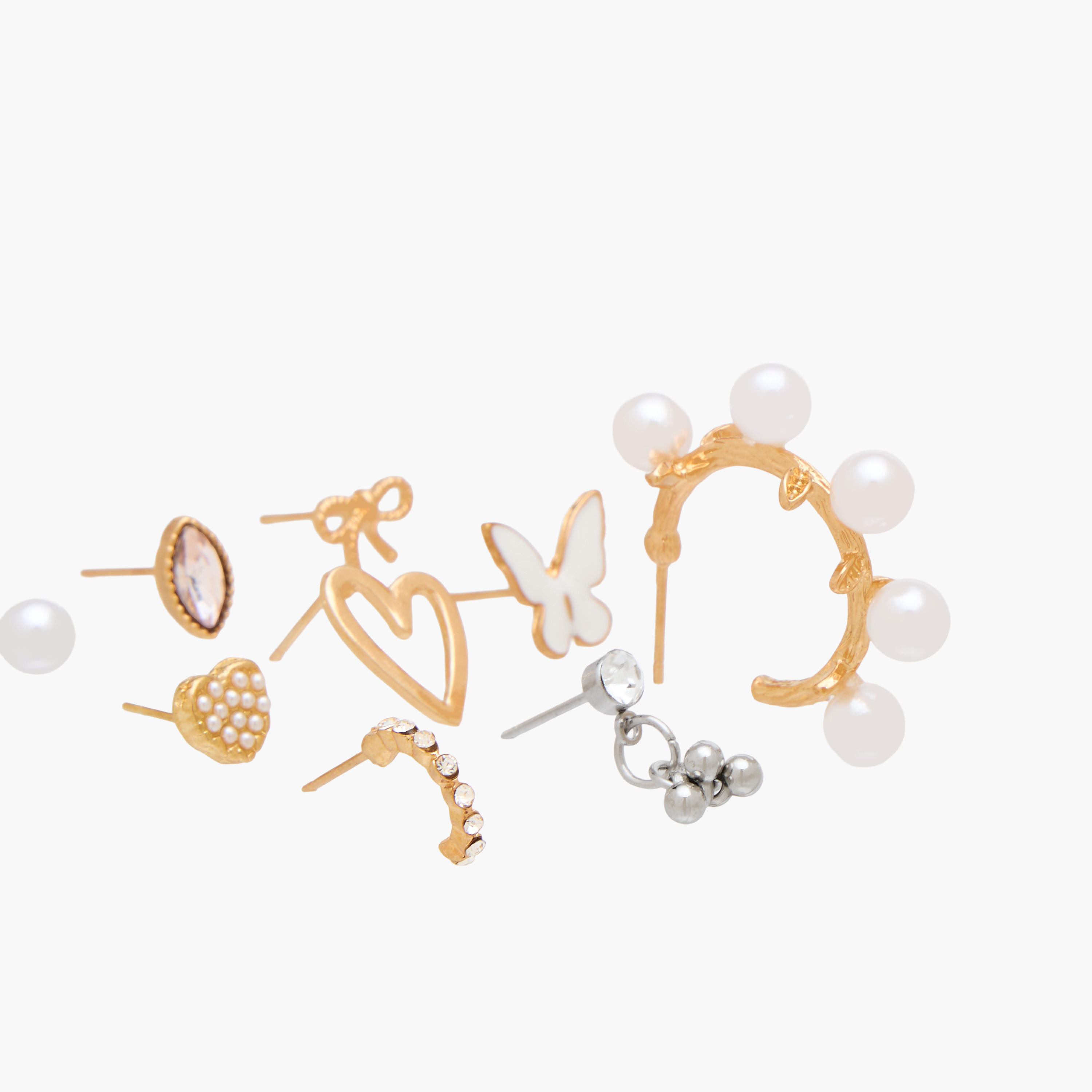 حلقان ميتاليك متنوعة بمكبس إغلاق - عبوة 9 أزواج-women-watchesandjewellery-jewellery-earrings-image-3