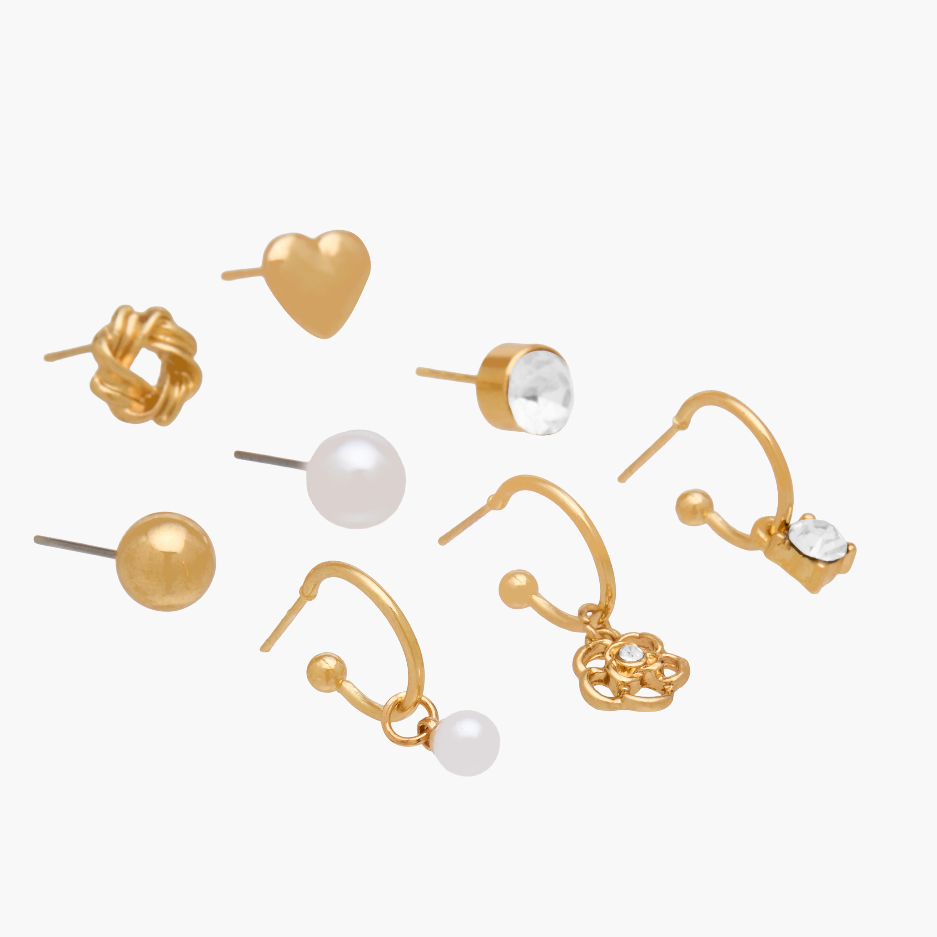 Pack of 9 Metallic Embellished Earrings with Pushback Closure-women-watchesandjewellery-jewellery-earrings-image-3