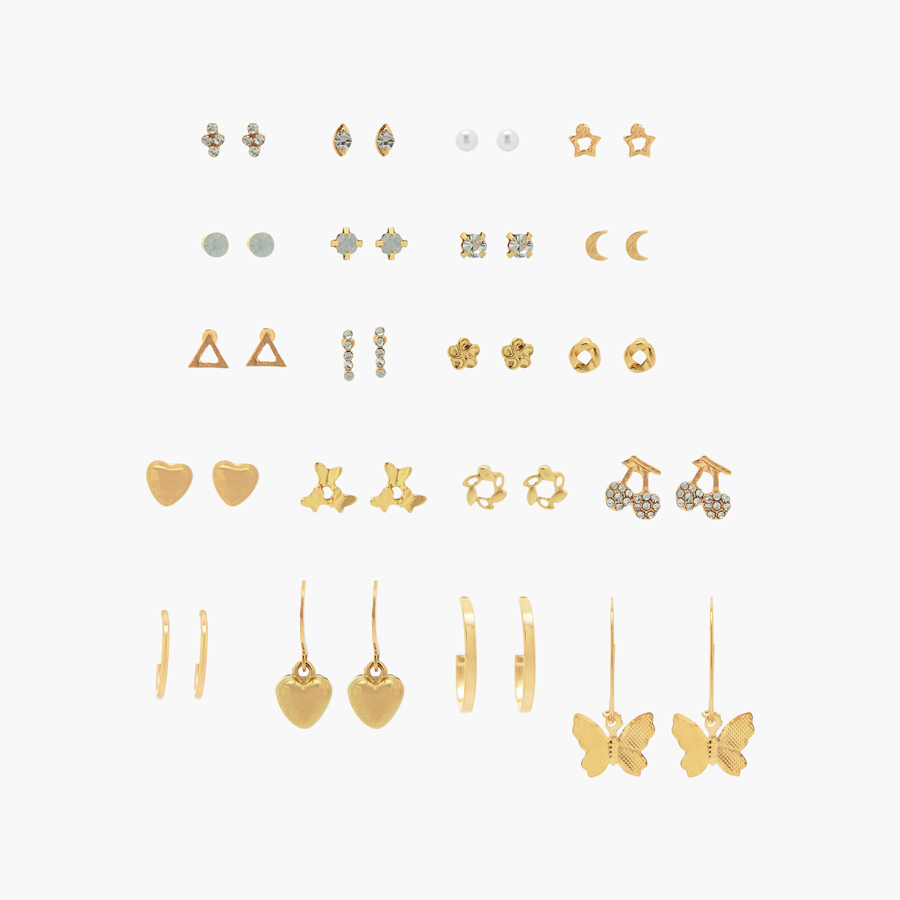 Pack of 20 Gold Tone Embellished Earrings-women-watchesandjewellery-jewellery-earrings-image-1