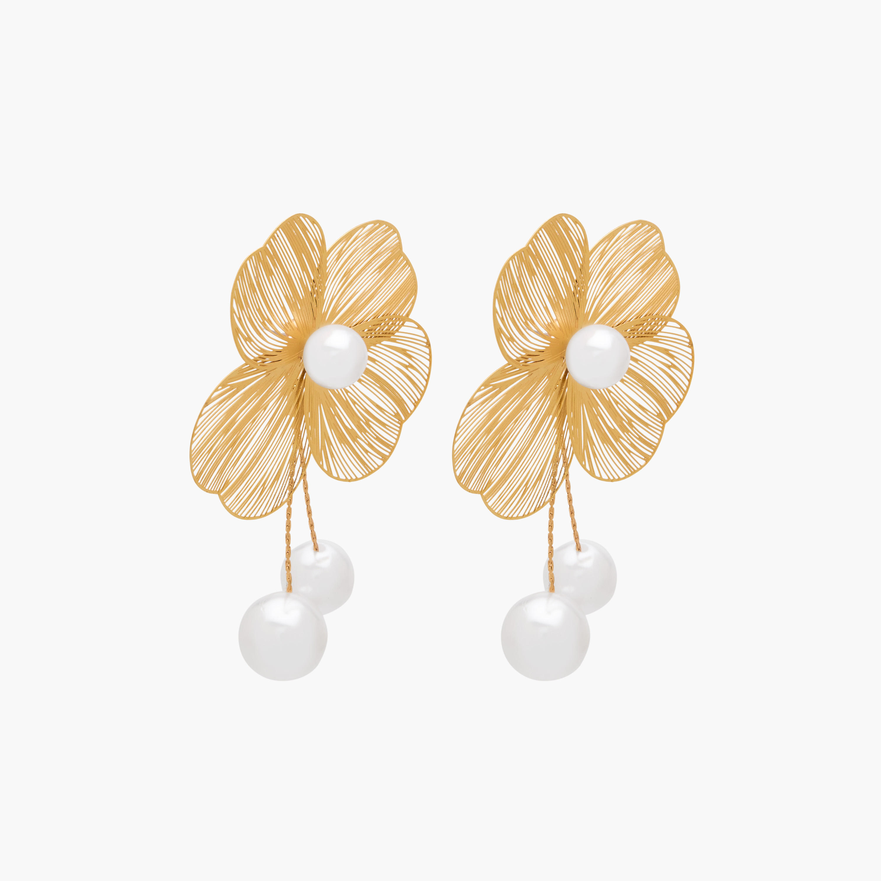 Metallic Floral Earrings with Pushback Closure-women-watchesandjewellery-jewellery-earrings-image-2