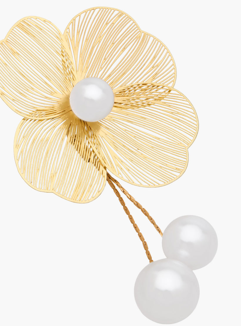 Metallic Floral Earrings with Pushback Closure-women-watchesandjewellery-jewellery-earrings-image-4