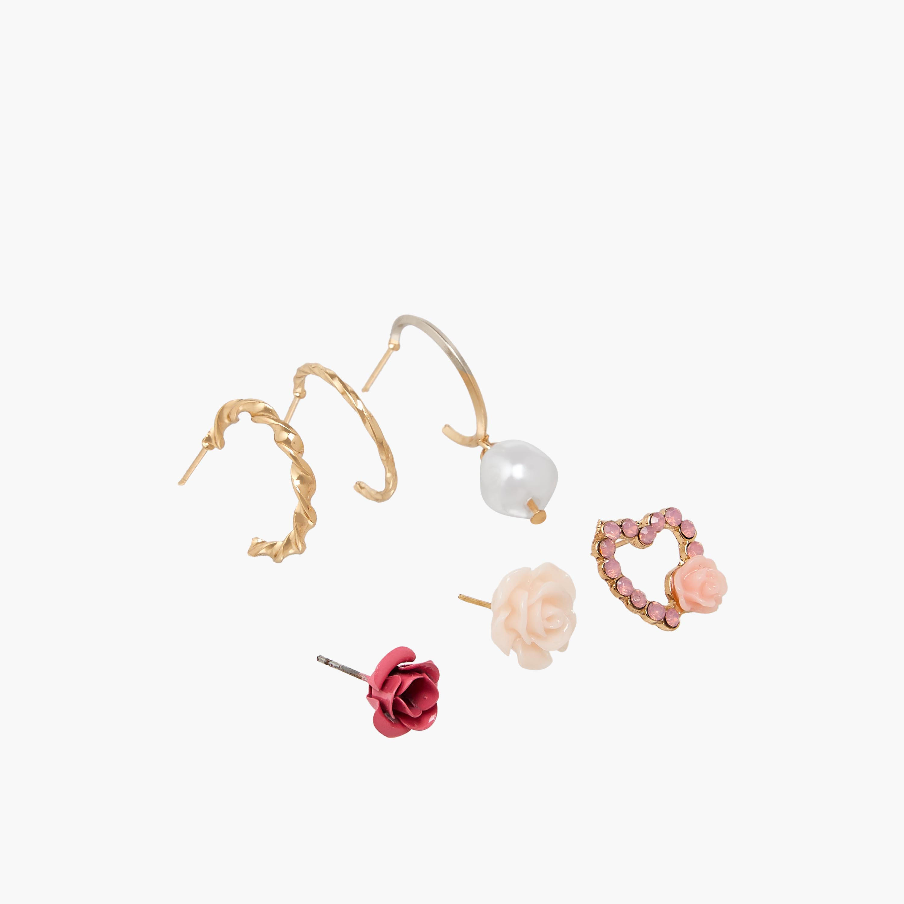 Pack of 9 Gold Tone Embellished Earrings with Pushback Closure-women-watchesandjewellery-jewellery-earrings-image-3