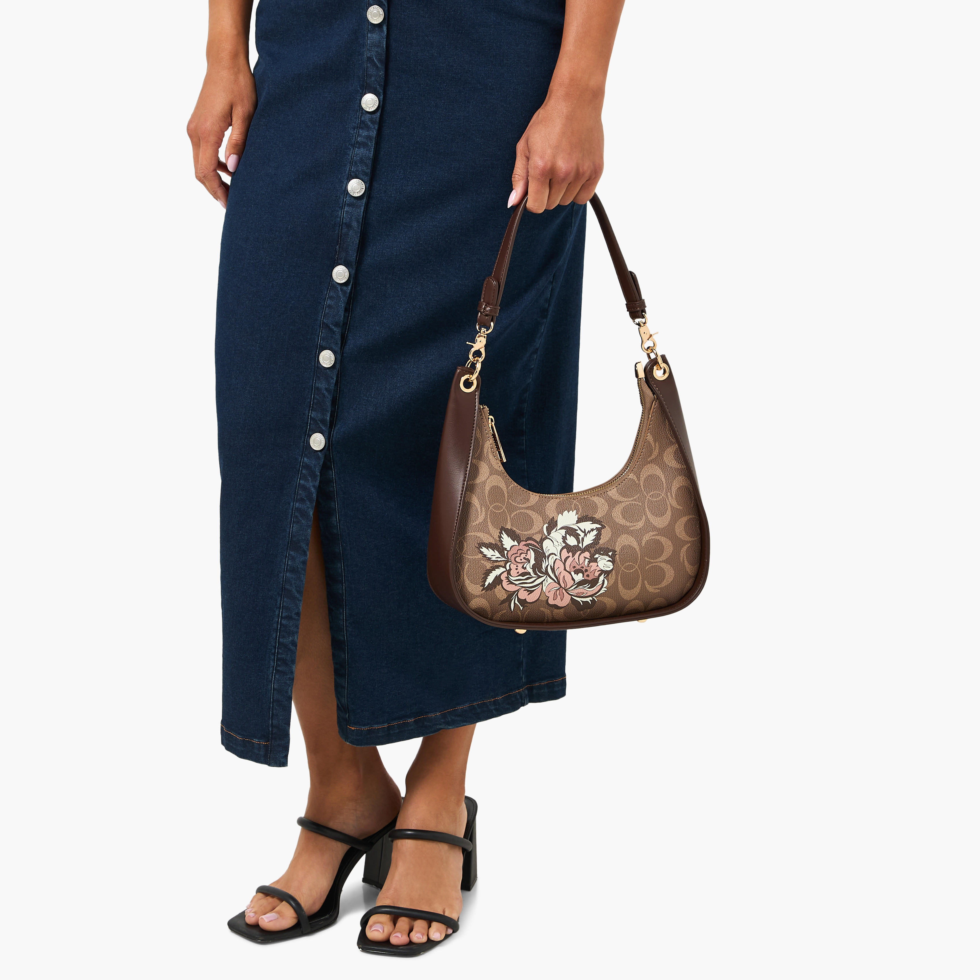 Sasha Tia Floral Print Shoulder Bag with Zip Closure-women-bagsandwallets-handbags-image-2