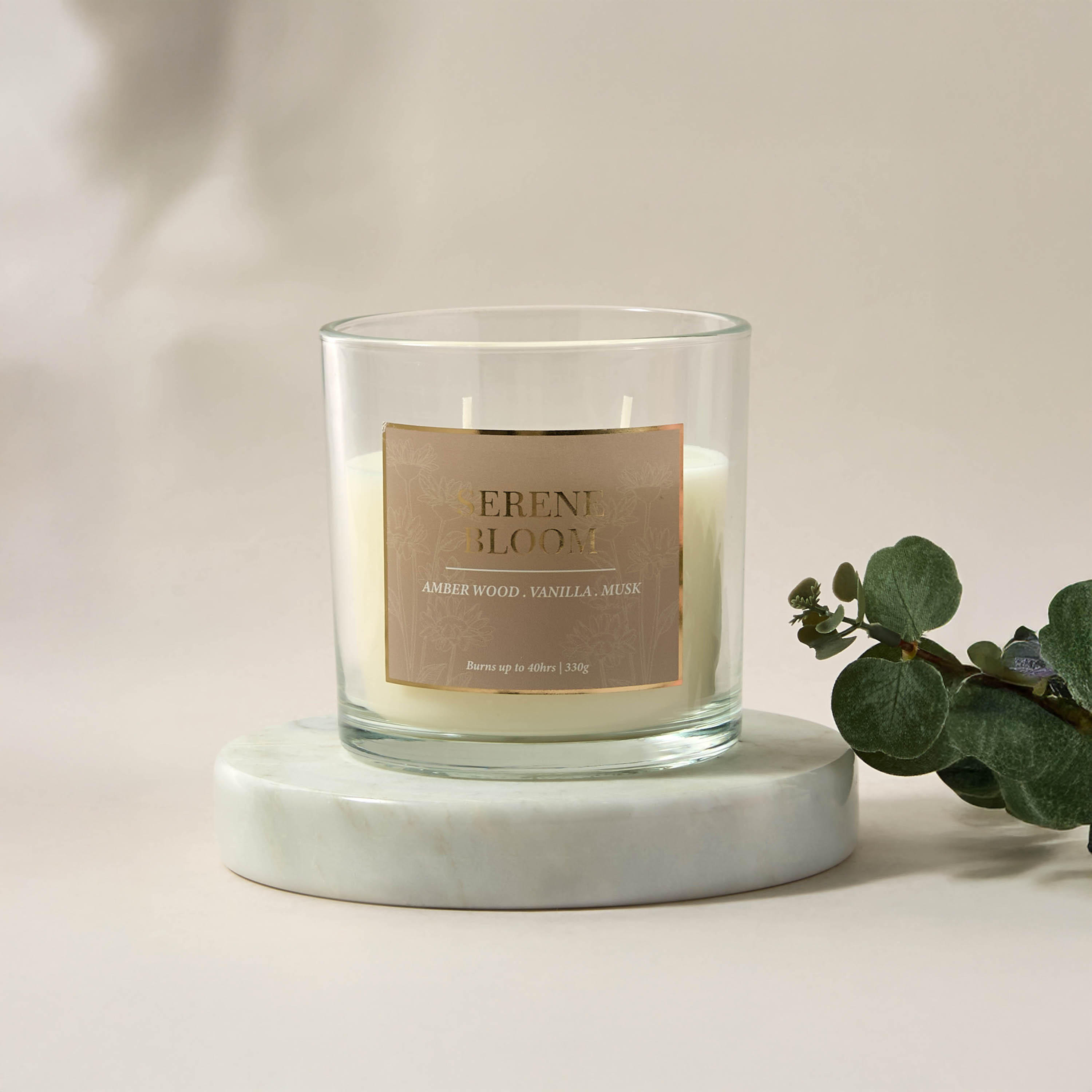 Aura Luxe Jar Candle 330gms Serene Bloom- Clear-household-homefragrance-candles-image-1
